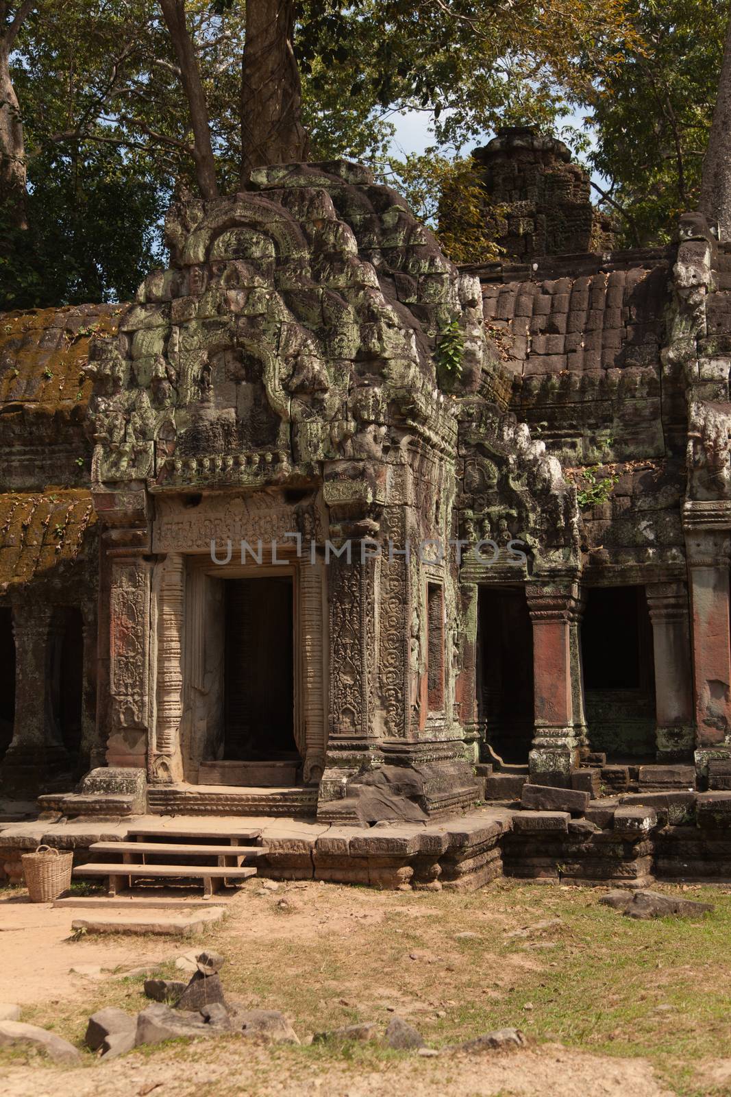 Ancient beautiful carved structures and gateways at Angkor Wat temples Cambodia by kgboxford