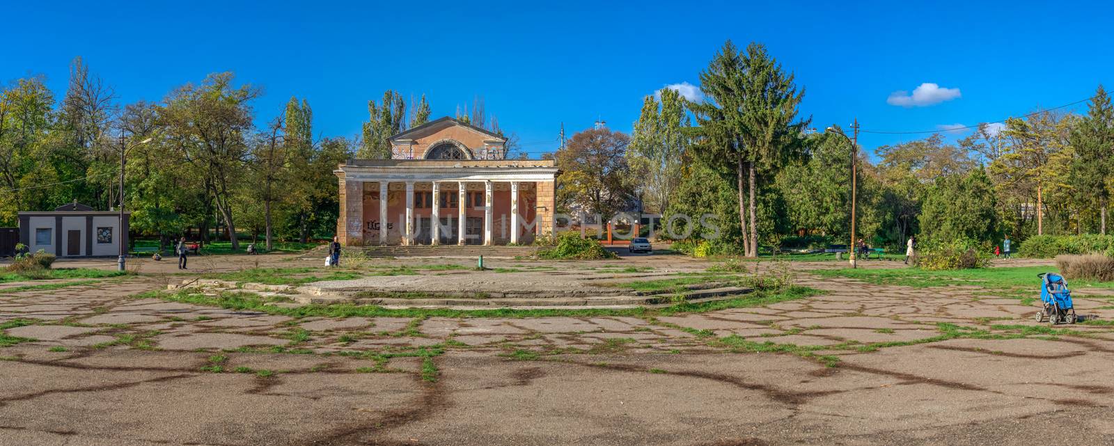 Odessa, Ukraine 10.30.2019. Abandoned Dukovsky park in Odessa, Ukraine, on a sunny autumn day