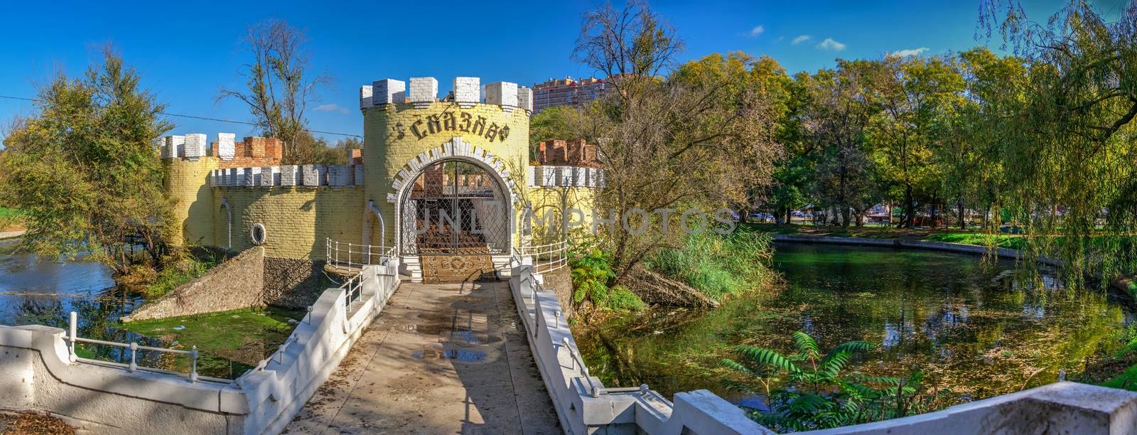 Odessa, Ukraine 10.30.2019. Abandoned Dukovsky park in Odessa, Ukraine, on a sunny autumn day