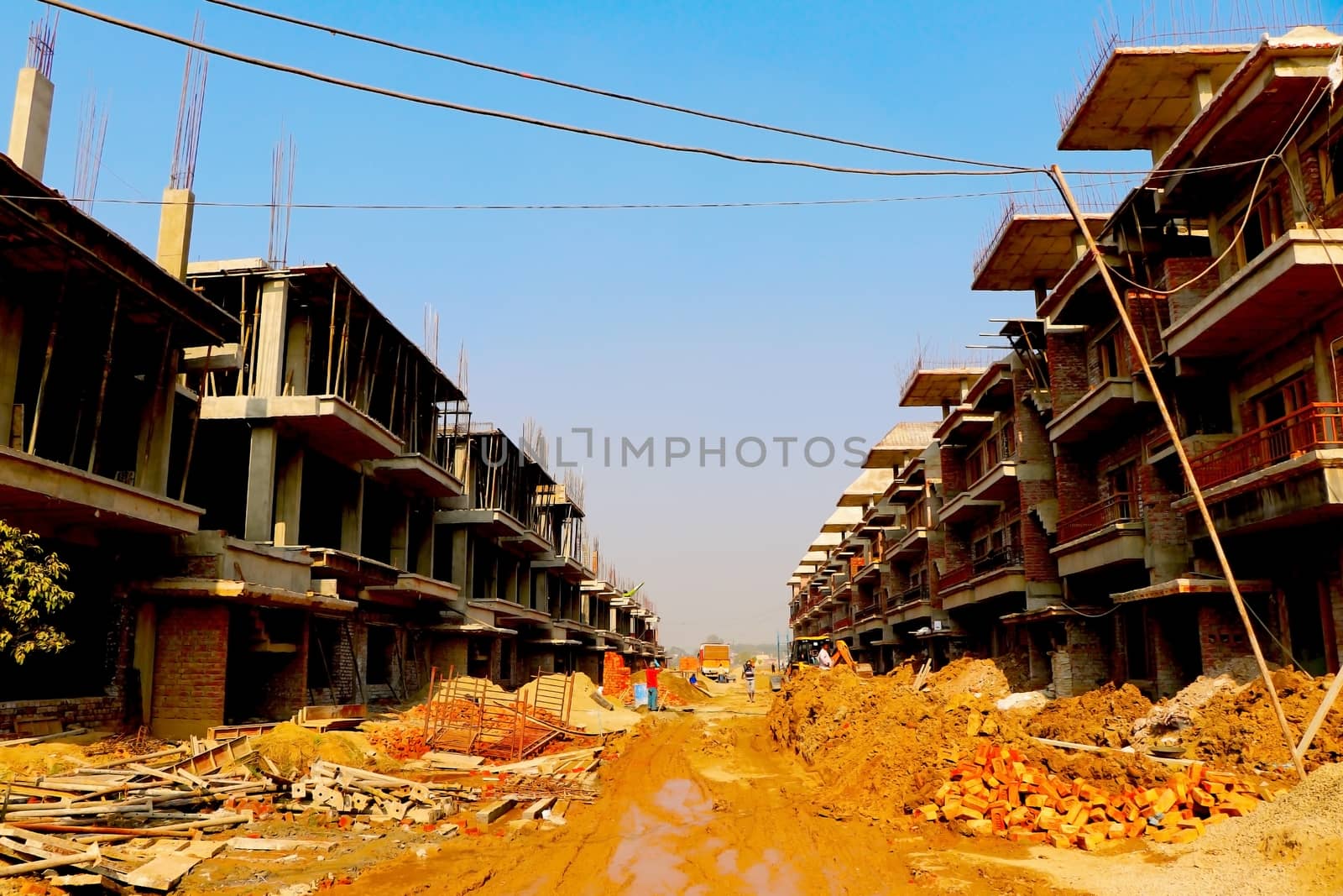 Ahmedabad, Gujrat, India,- March 2020 : Abstract view of an new construction of building in Ahmedabad