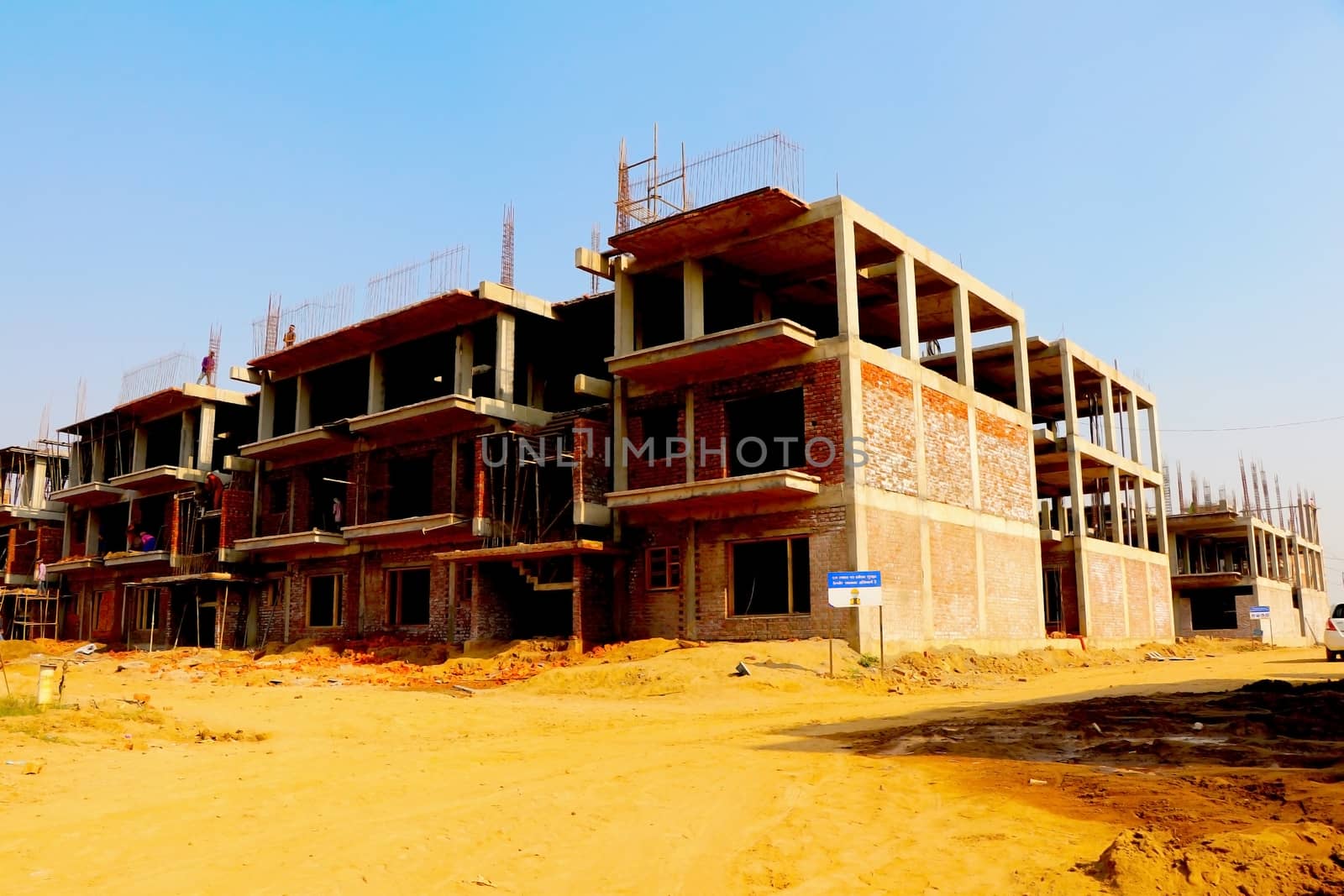 Ahmedabad, Gujrat, India,- March 2020 : Abstract view of an new construction of building in Ahmedabad