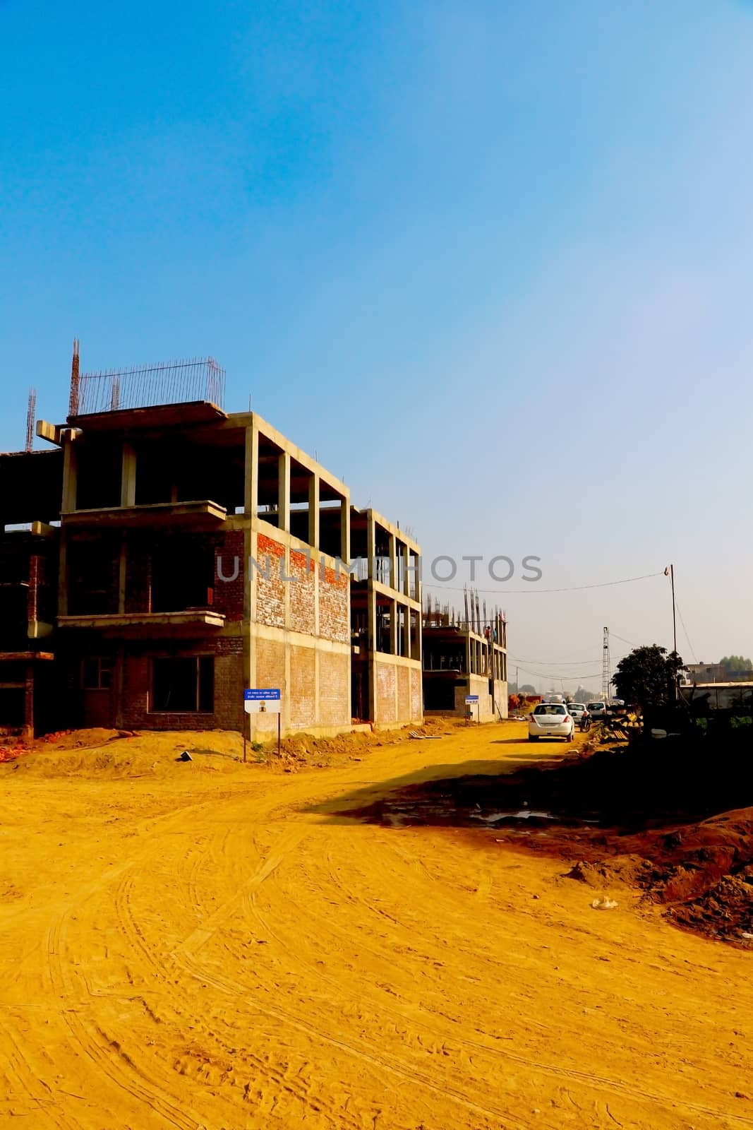 Ahmedabad, Gujrat, India,- March 2020 : Abstract view of an new construction of building in Ahmedabad