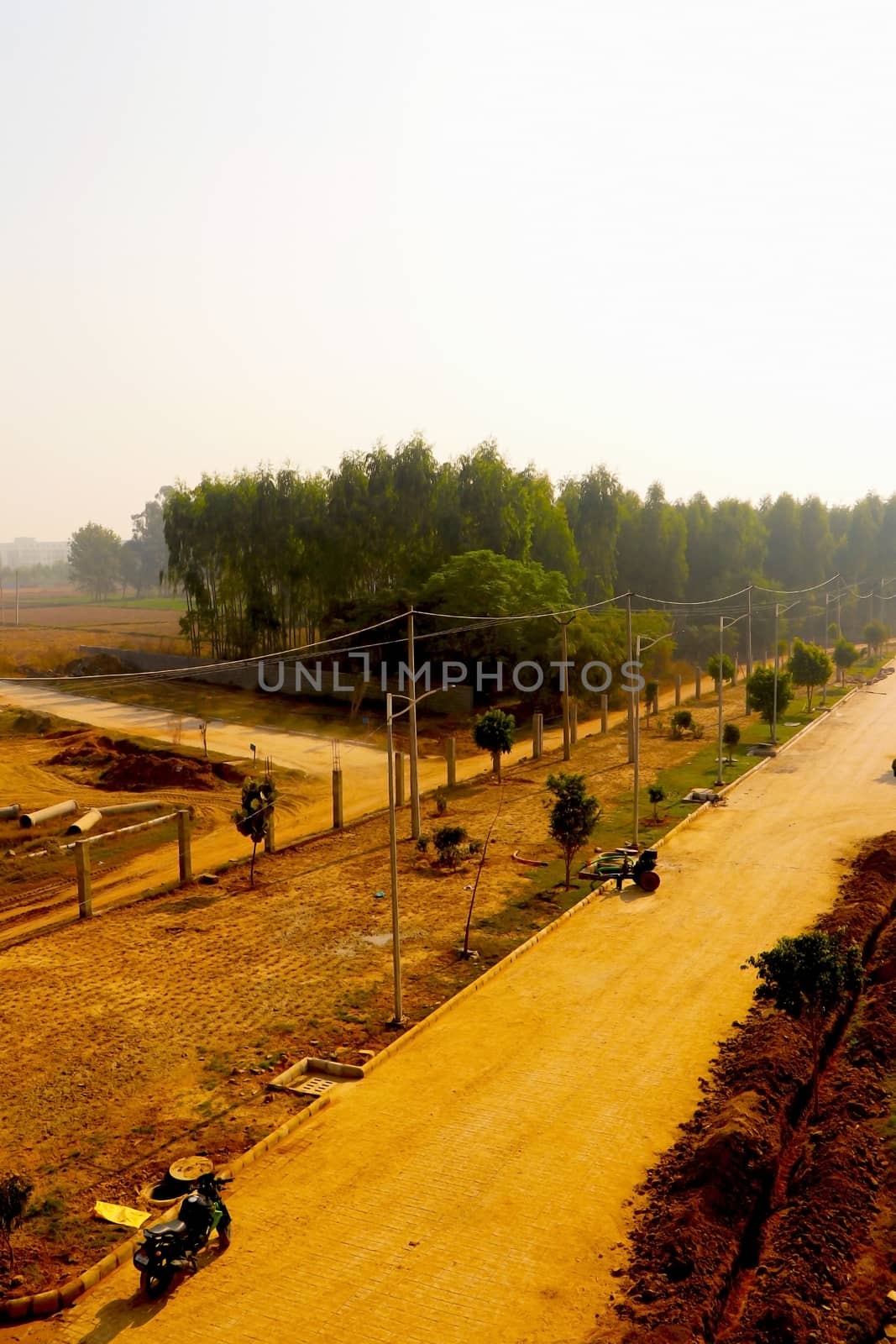 jaipur, Rajasthan, India,- june 2020 : Drone view of a towns in jaipur