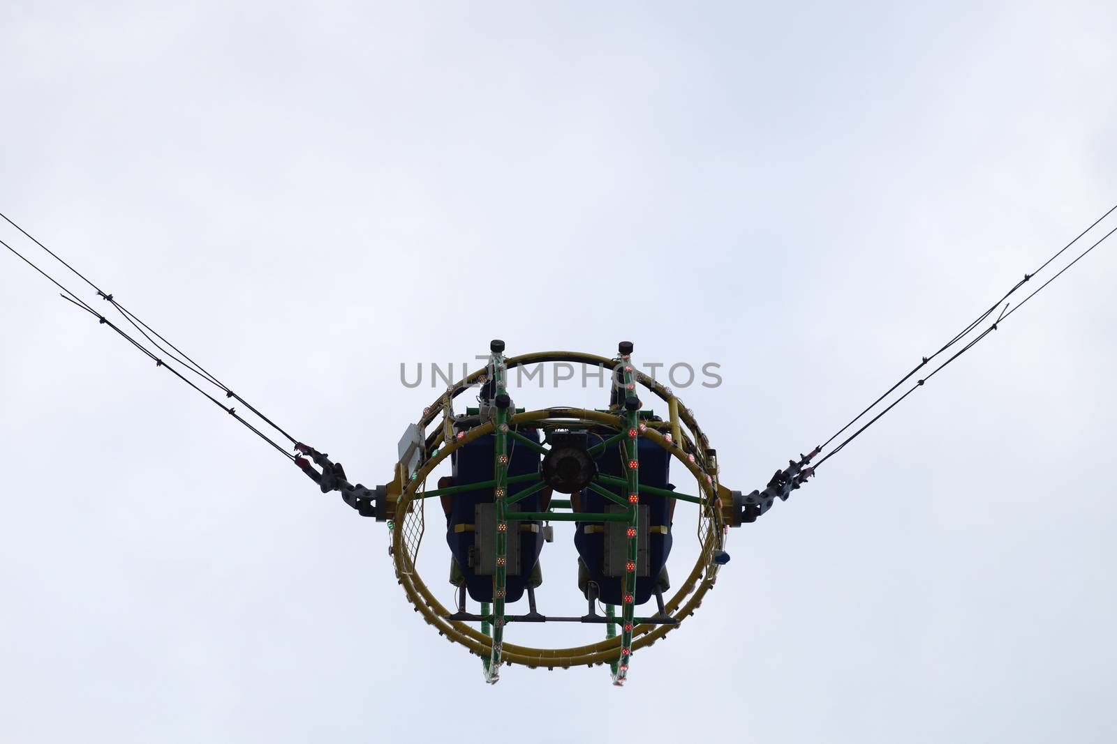 two people on the bungee ride bottom view