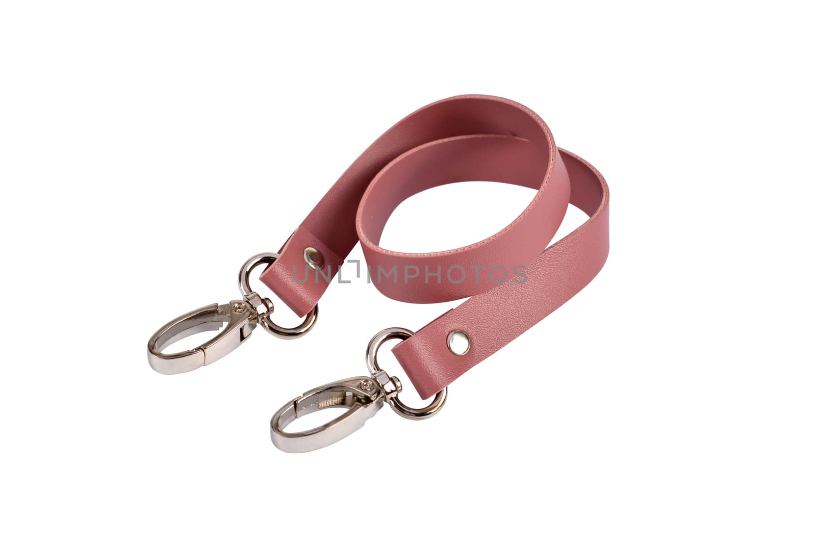 leather belt with carbine isolated on white. use for bags and suitcases by polyats