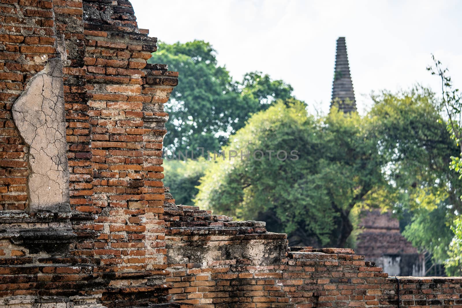 Architecture of the Famous Old Temple in Ayutthaya, Temple in Phra Nakhon Si Ayutthaya Historical Park, Ayutthaya Province, Thailand