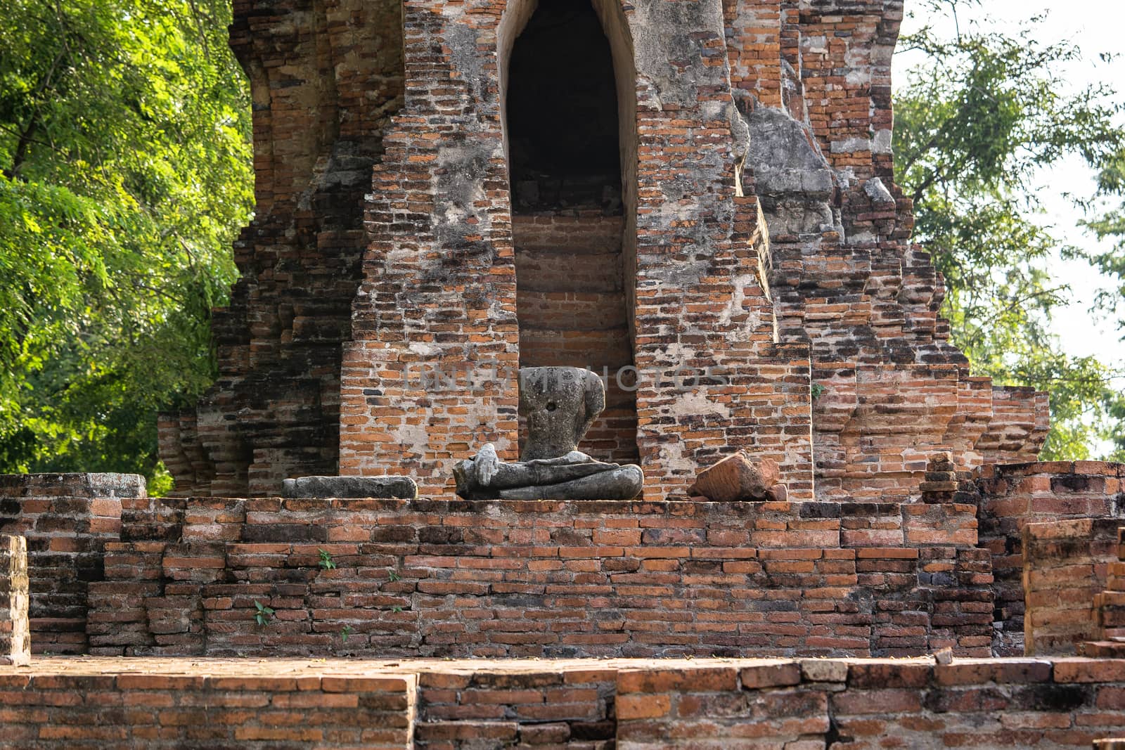 Architecture of the Famous Old Temple in Ayutthaya, Temple in Phra Nakhon Si Ayutthaya Historical Park, Ayutthaya Province, Thailand