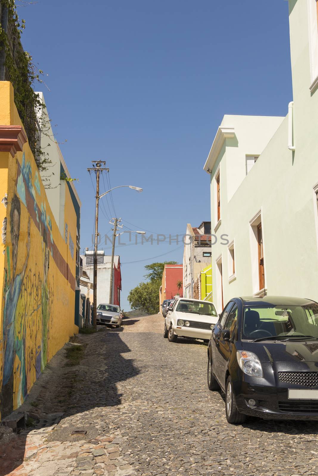 Street with paintings Bo Kaap district Cape Town, South Africa. by Arkadij