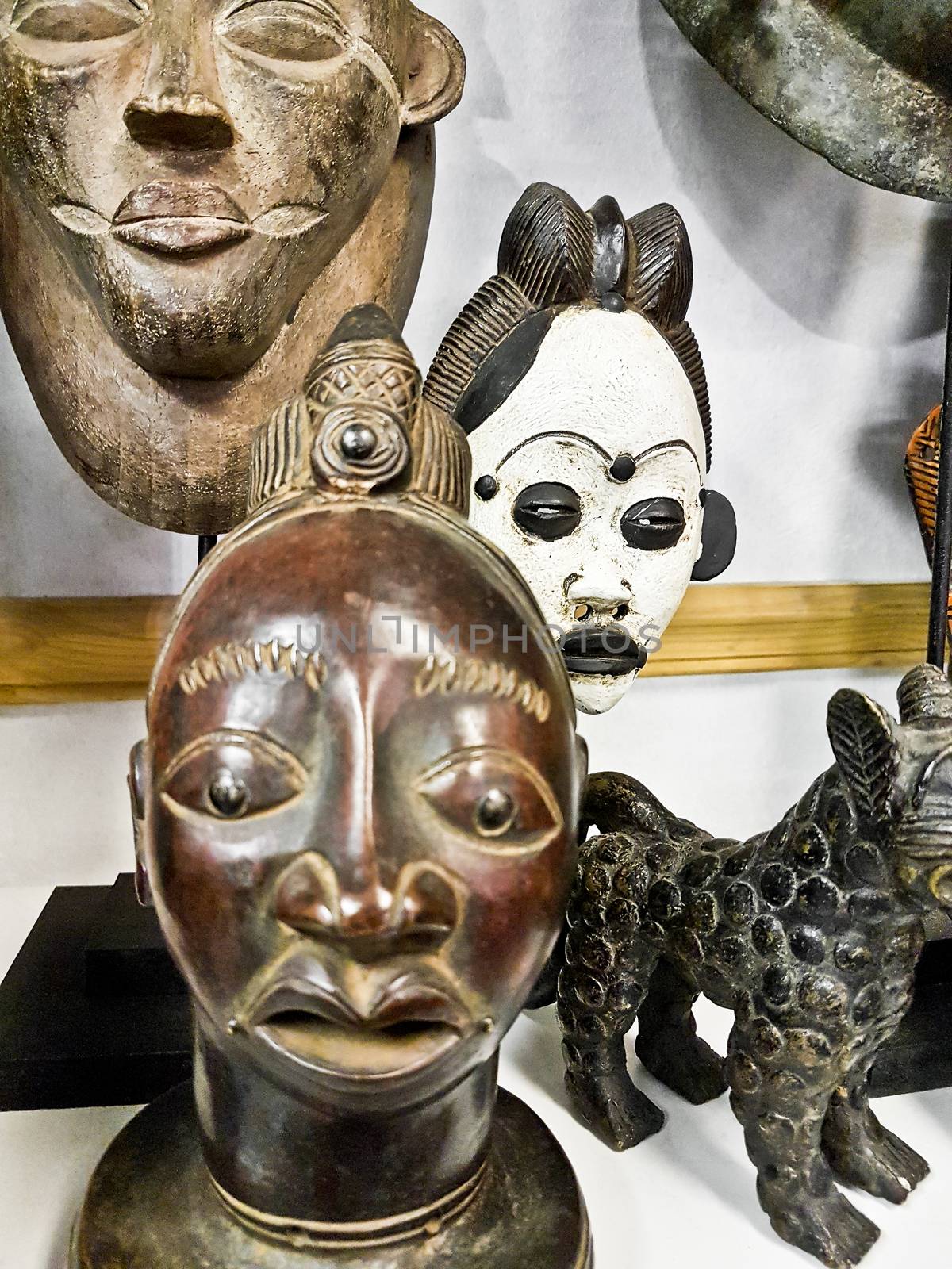 African voodoo wooden masks souvenir shop, Bo-Kaap Cape Town. by Arkadij