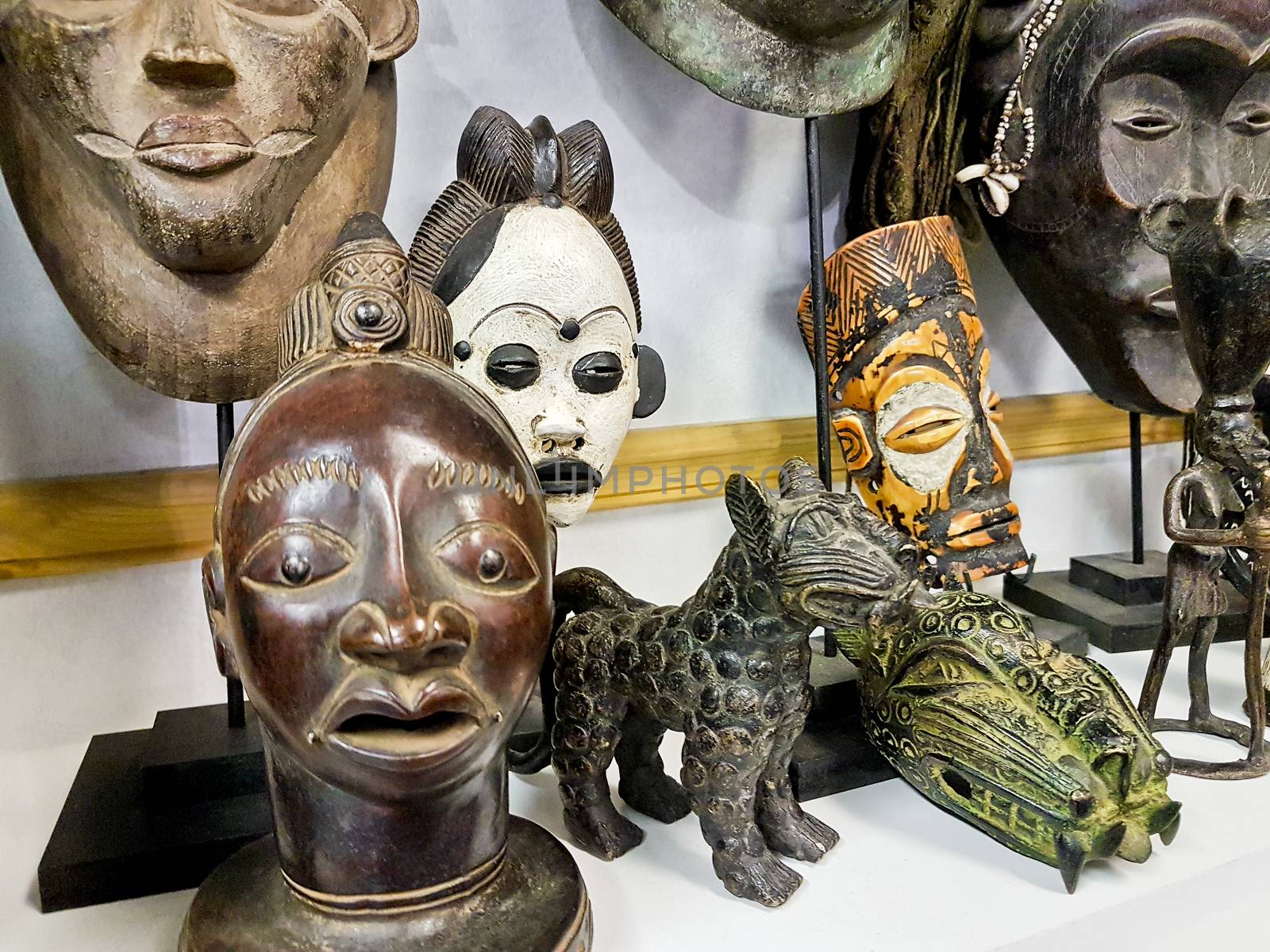 African voodoo wooden masks souvenir shop, Bo-Kaap Cape Town. by Arkadij