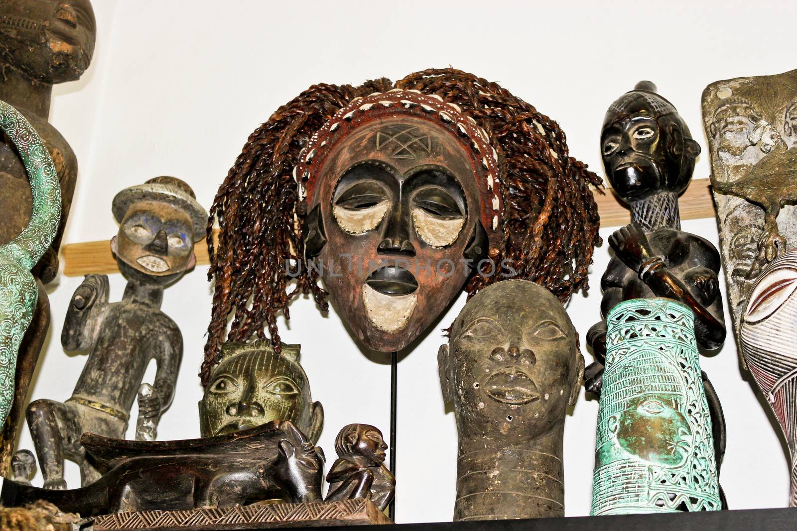 African voodoo wooden masks souvenir shop in Bo-Kaap Cape Town.