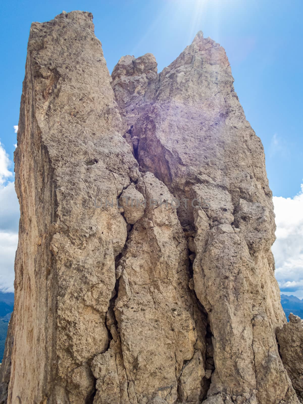 Climbing on the Rotwand and Masare via ferrata in the rose garden in the Dolomites, South Tyrol, Italy