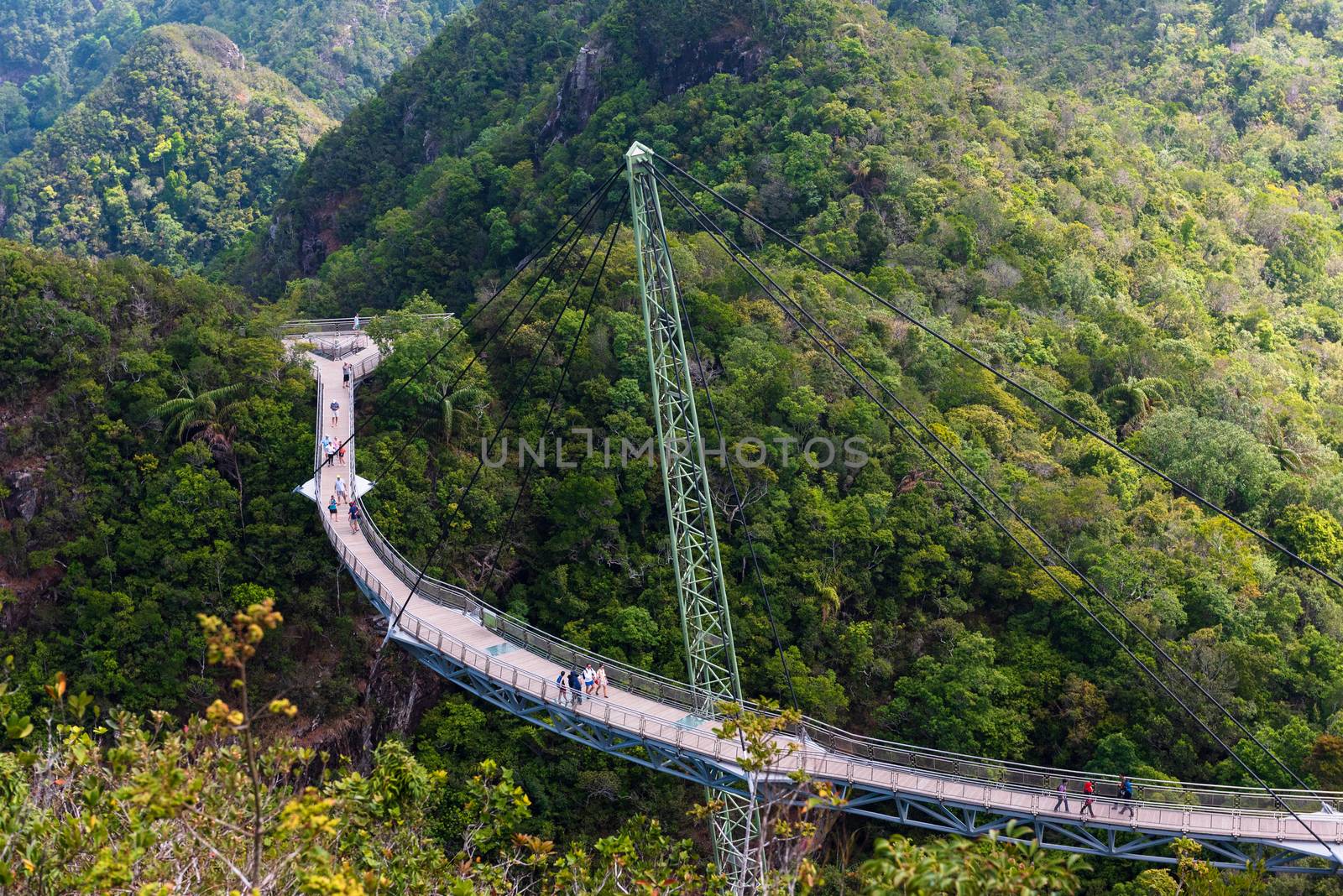 A photo looking down over the famous Langkawi Skybridge