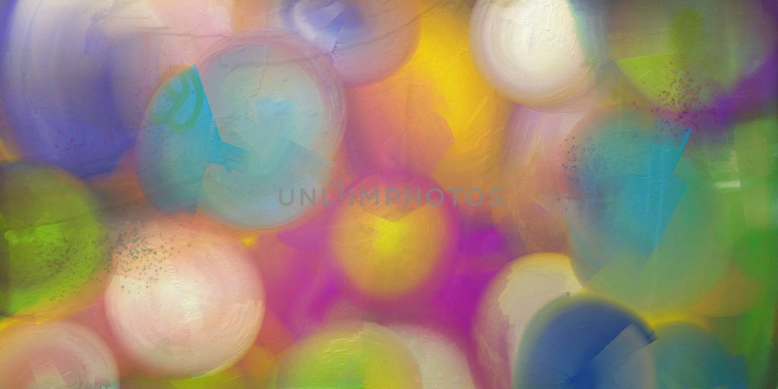 Circles abstract illustration. Round brush strokes paint colorful background pattern