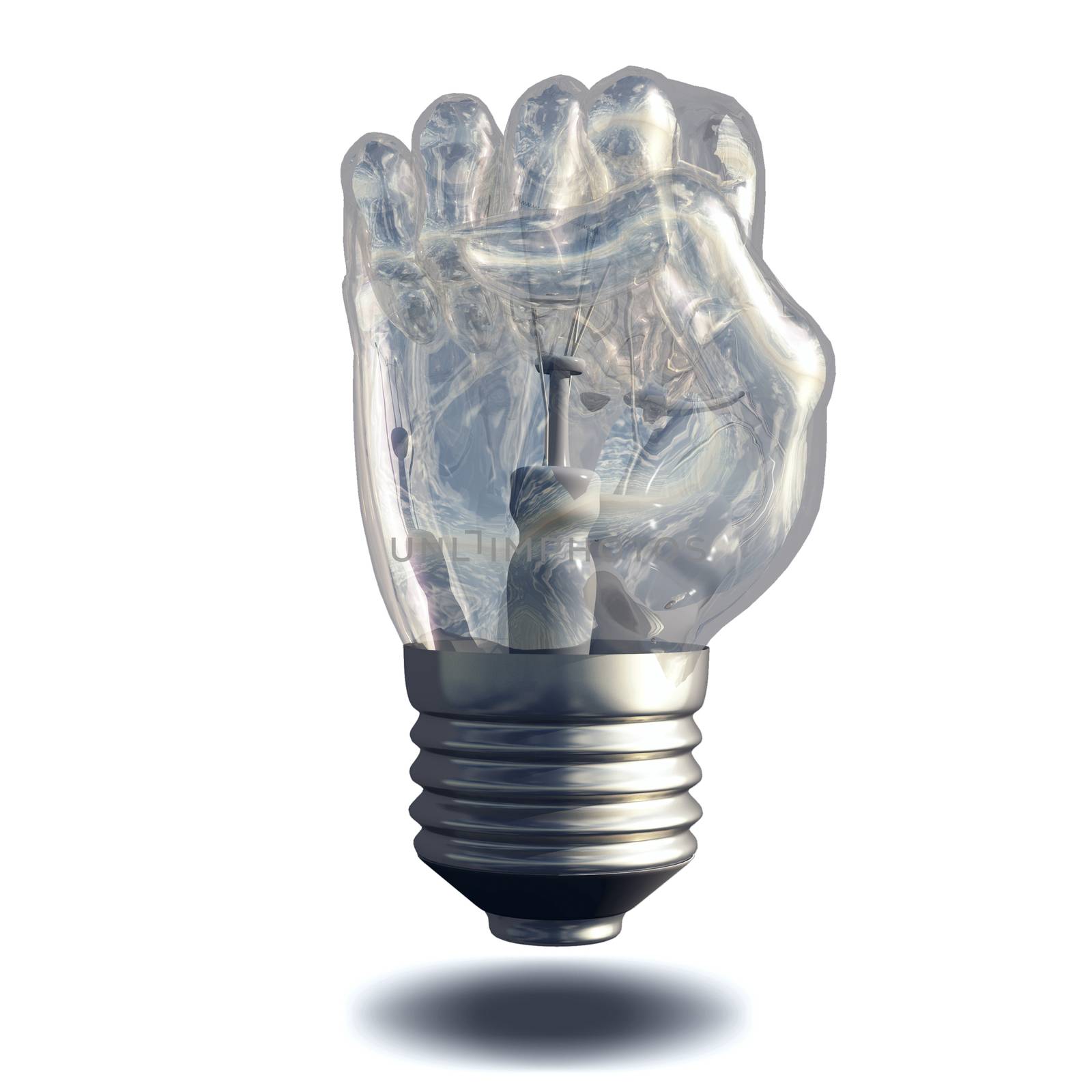 Light bulb in shape of human fist