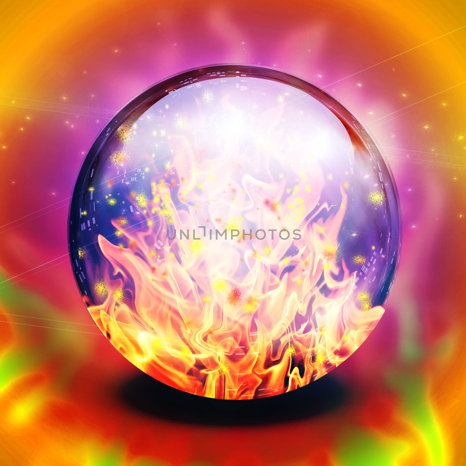 Flaming sphere by applesstock