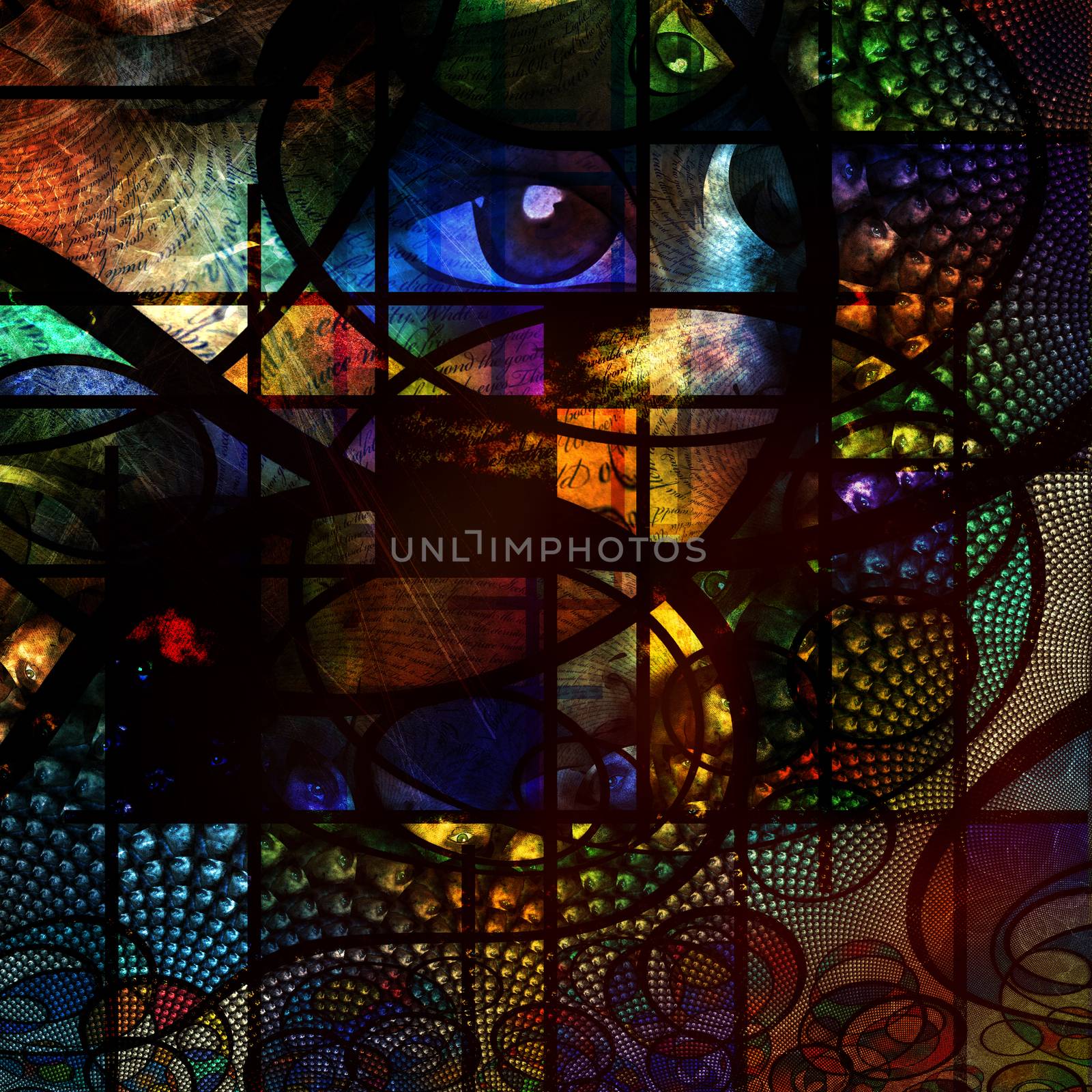 Abstract Image with text and human eye