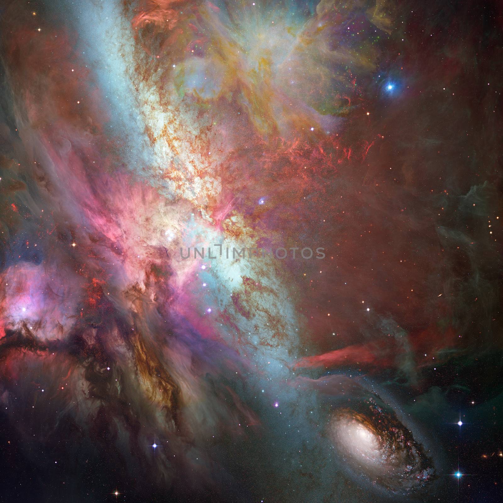 Vivid deep space. Galaxies and nebulae. 3D rendering