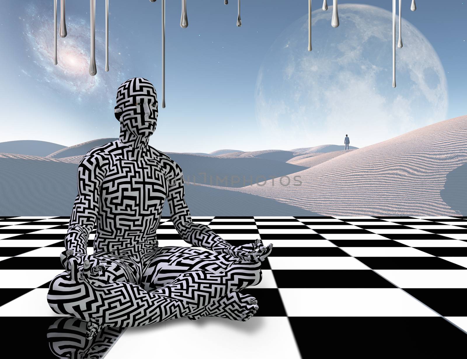 Meditation on a chessboard by applesstock