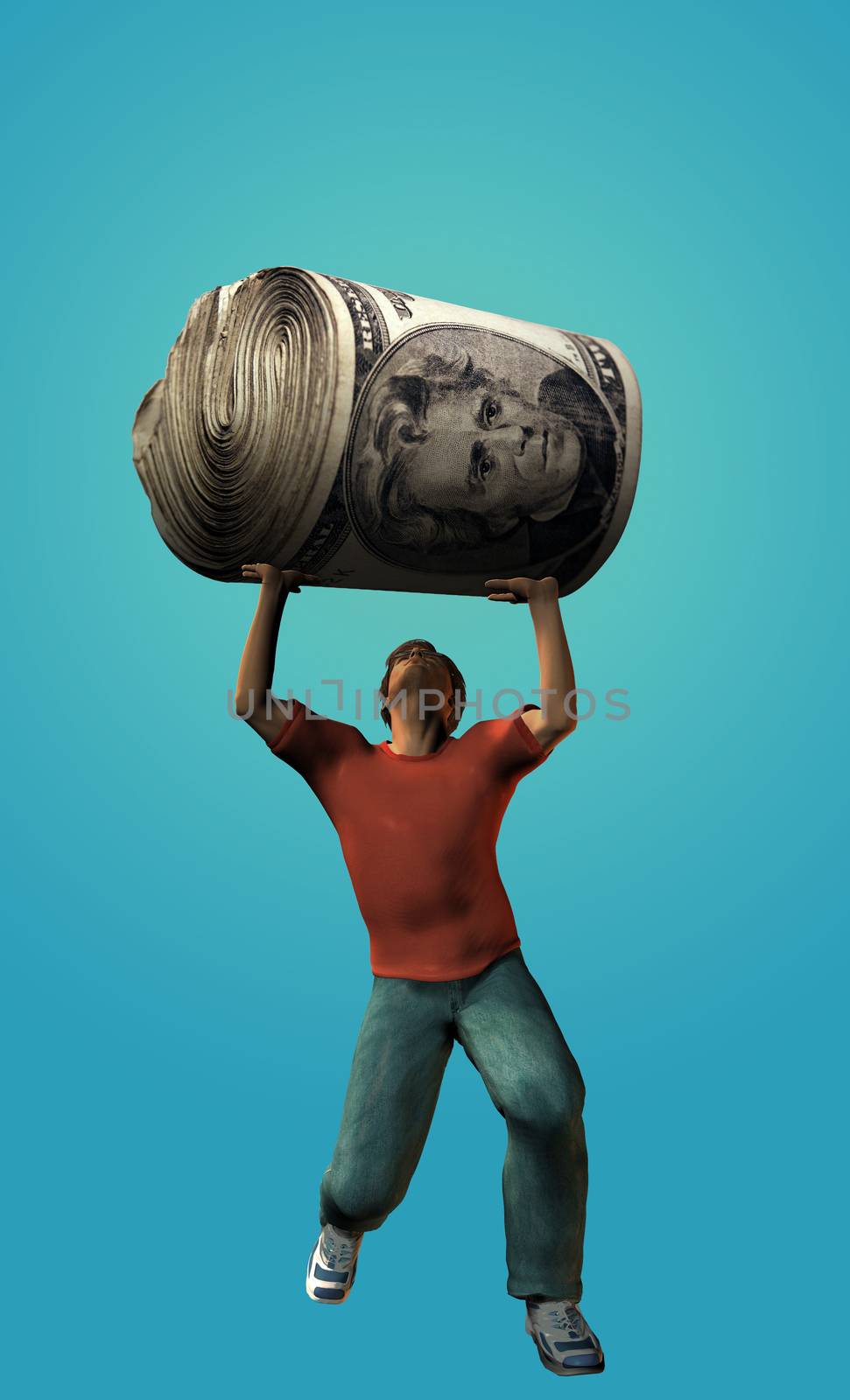 Man holds money roll