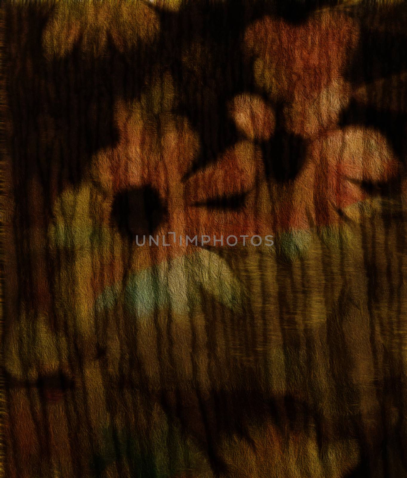Abstraction in muted colors. Dark flowers. 3D rendering