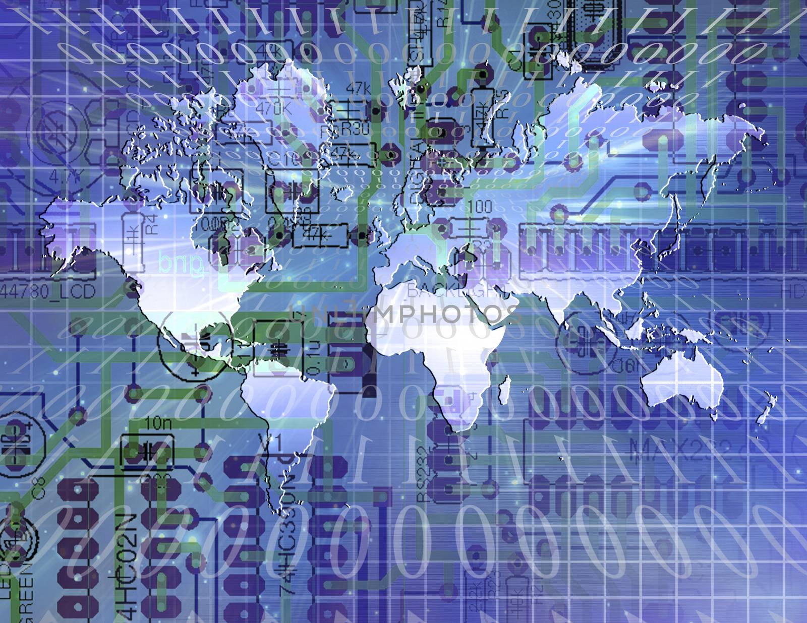 Internet World with binary code