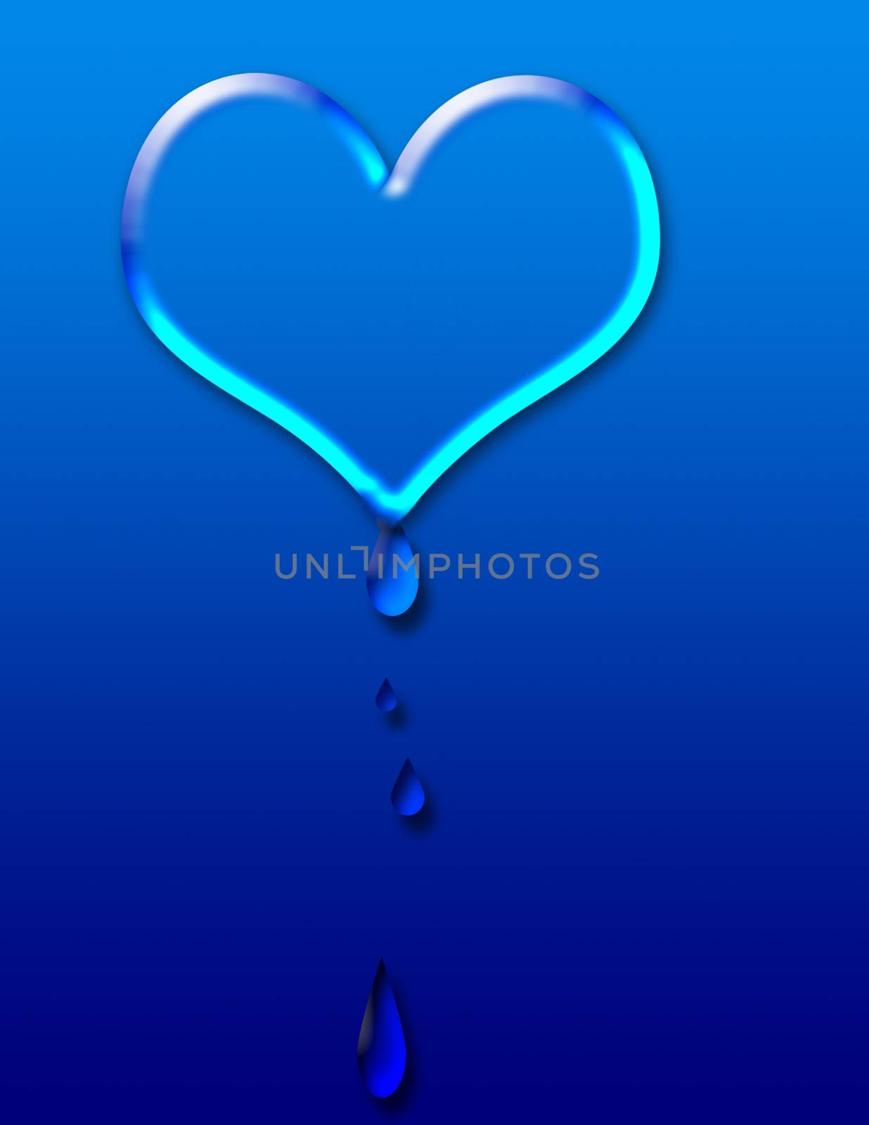 Drops dripping from water heart