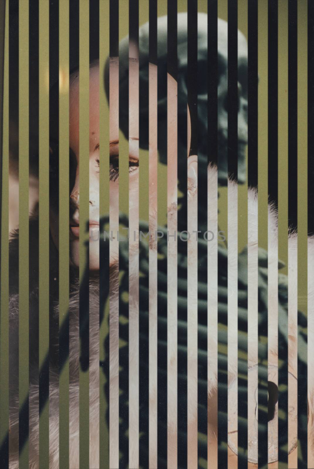 Abstract painting. Woman and skeleton.