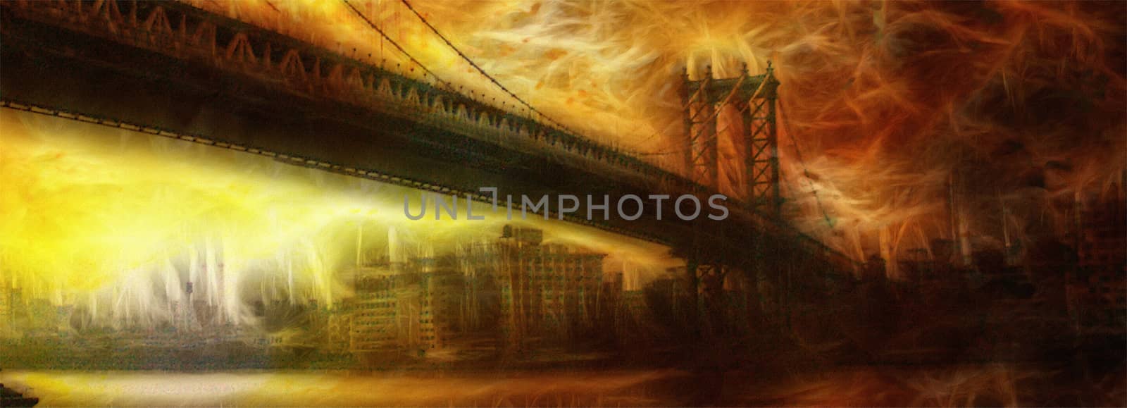 Manhattan Bridge Painterly Landscape