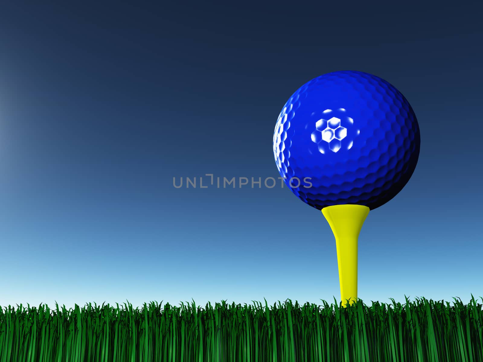 Blue Golf Ball on Green Field