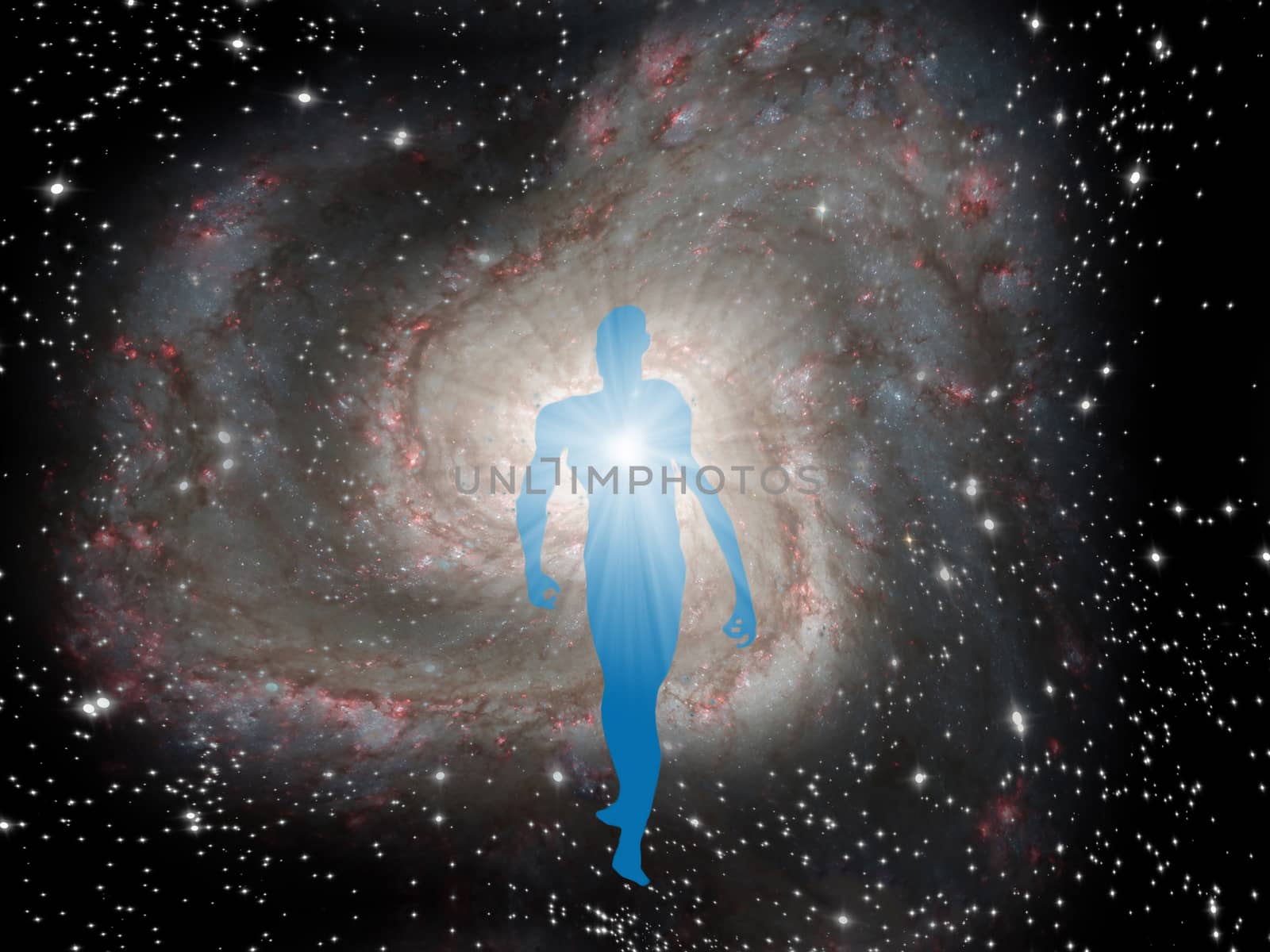 Figure of man in center of galaxy.