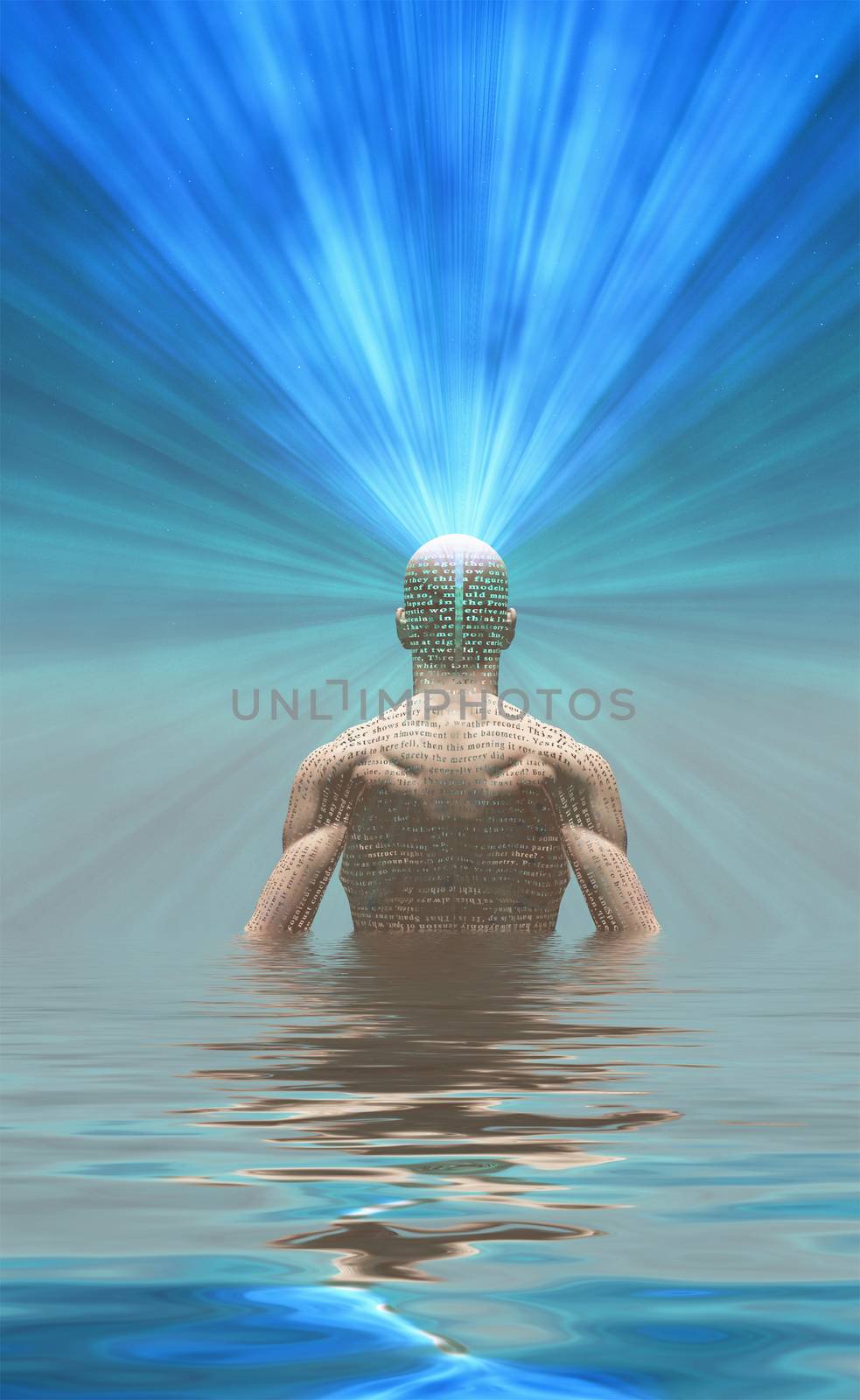 Man radiates light from mind