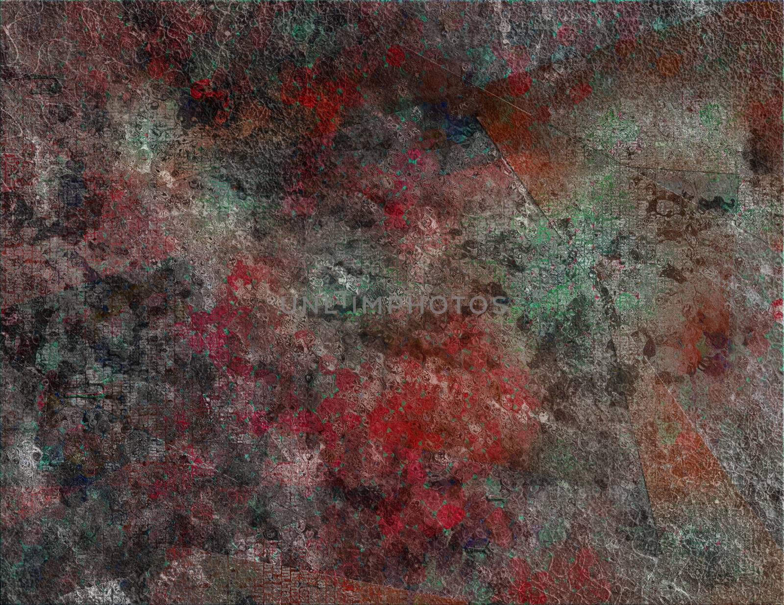 Muted colors abstract composition. 3D rendering