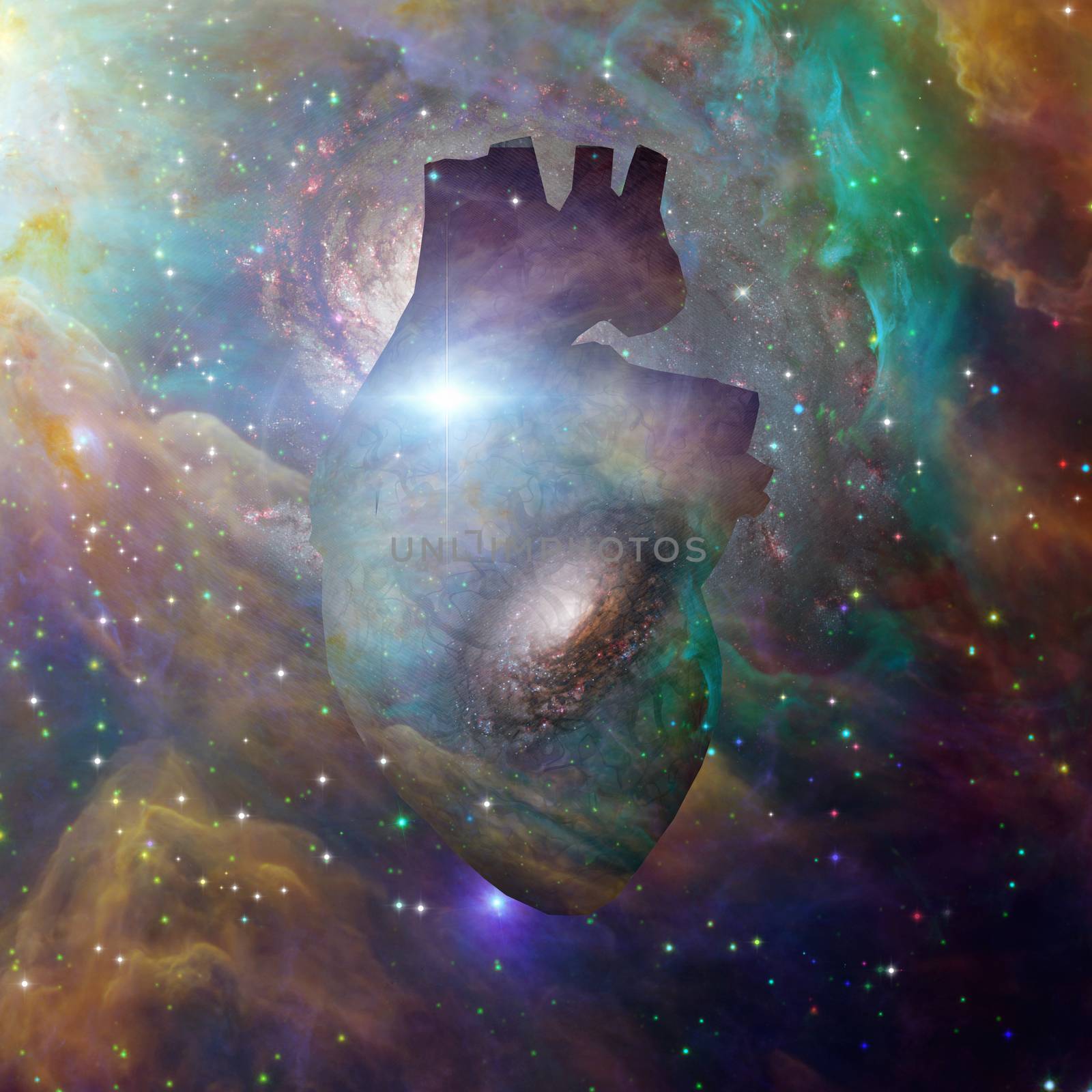 Interstellar heart in deep vivid space