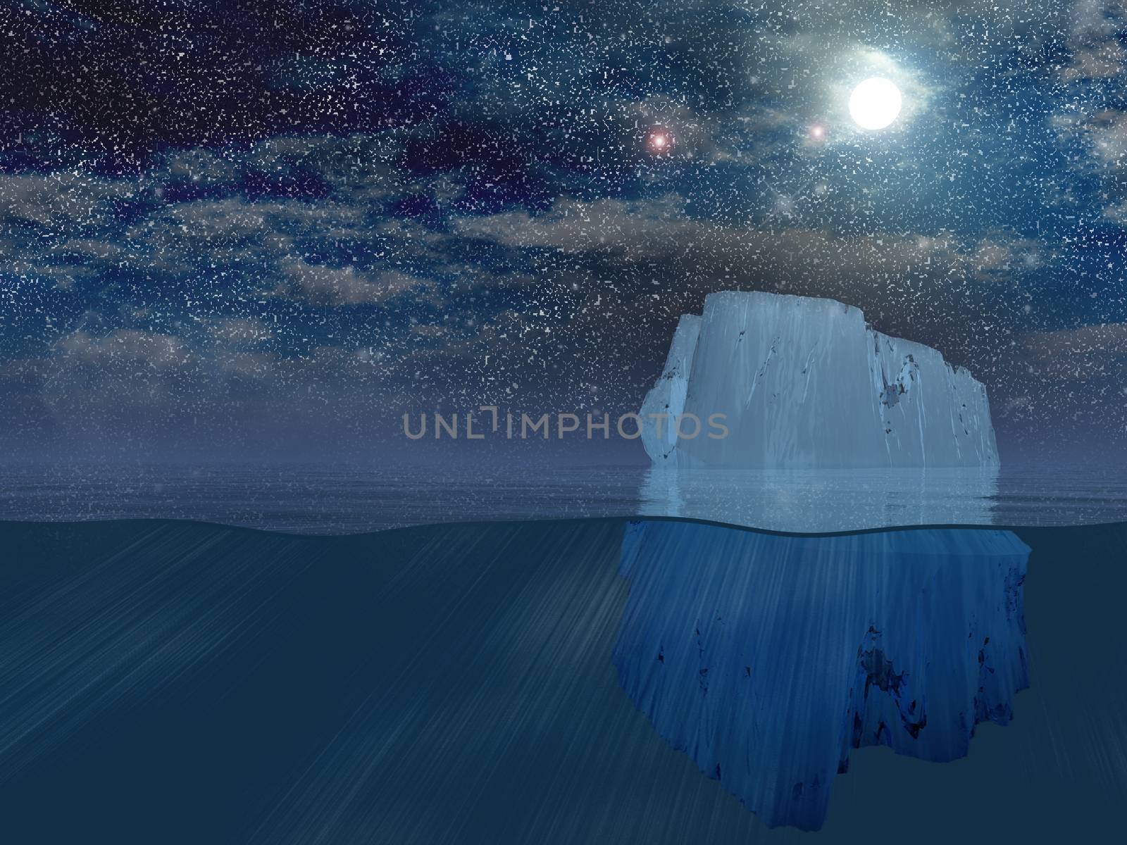 Iceberg at night ocean