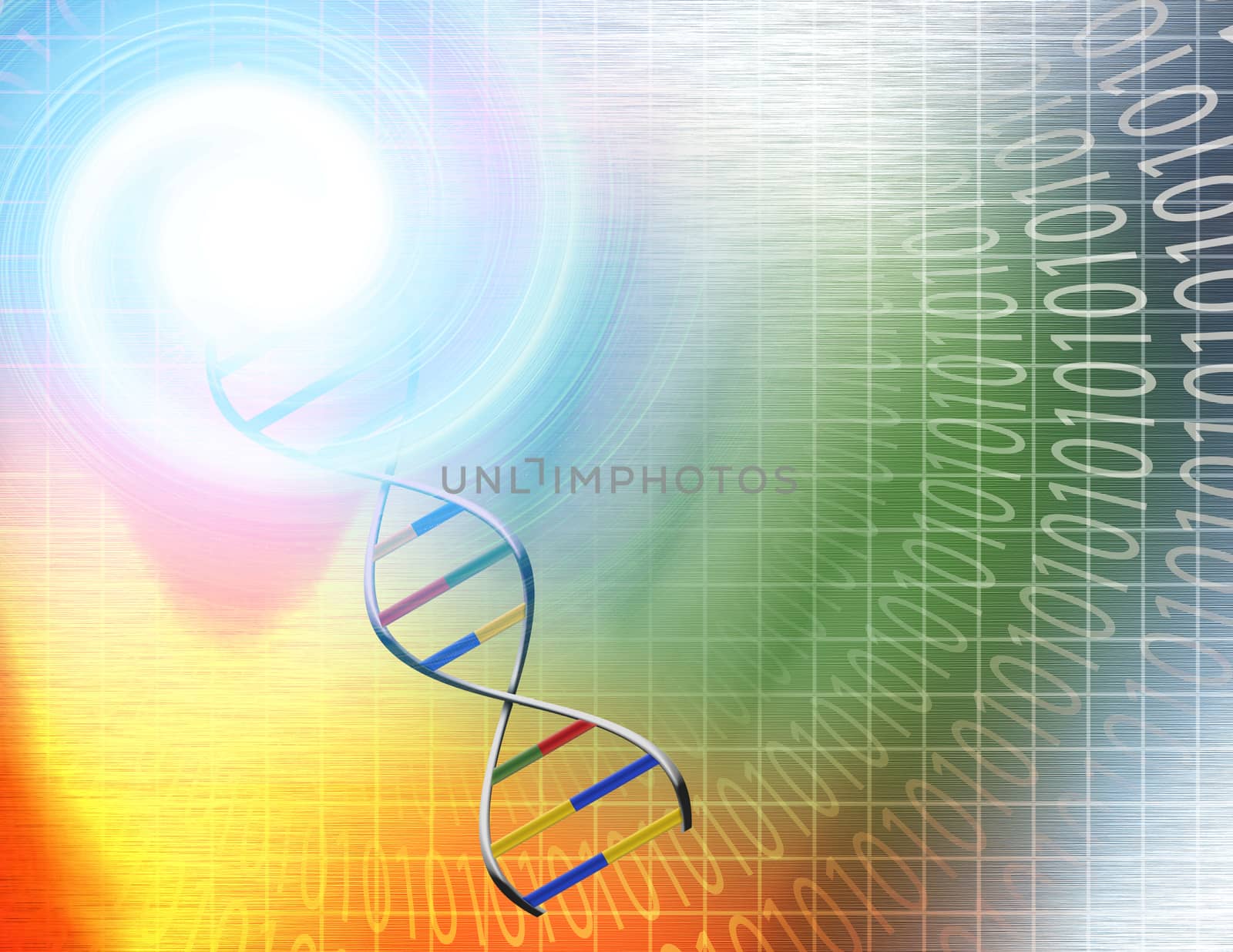 Binary tunnel and DNA Strand in Vivid Colors