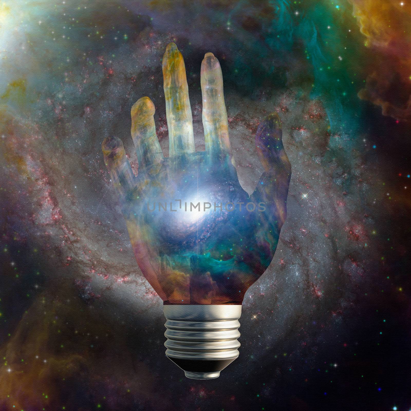 Cosmic light bulb with stars by applesstock