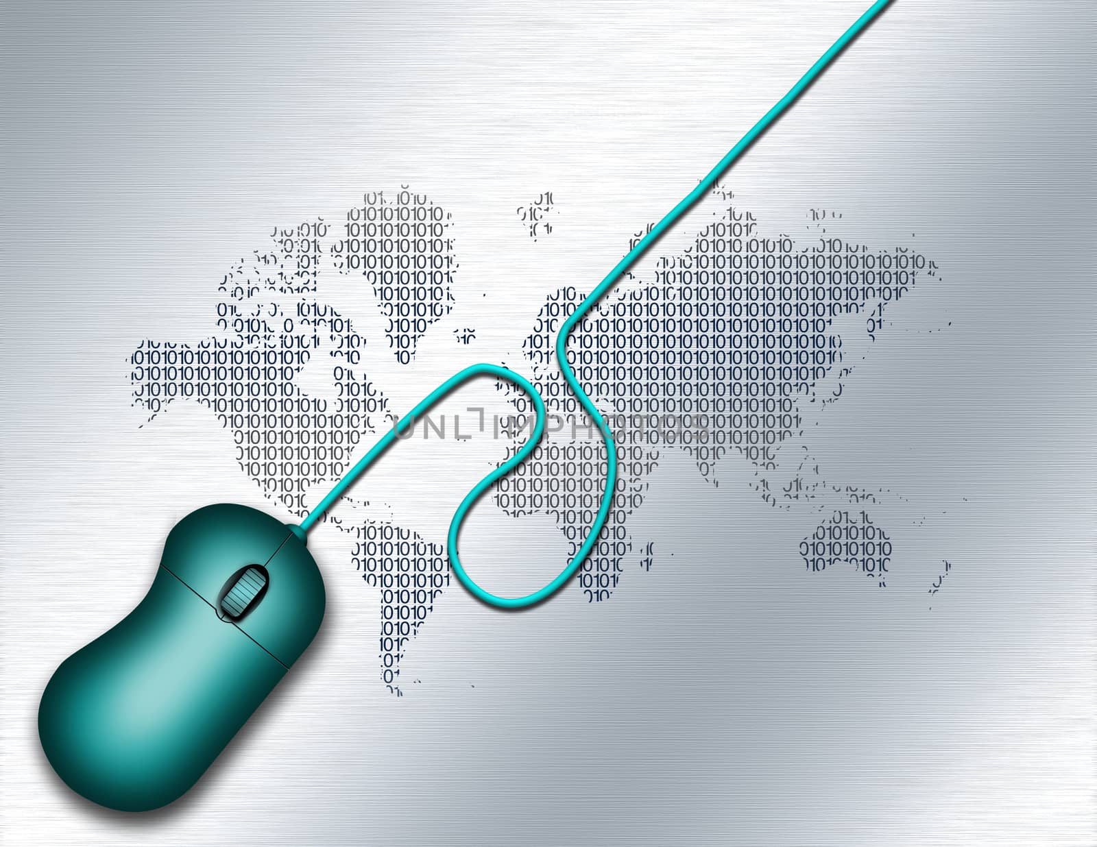 Computer mouse. World map background