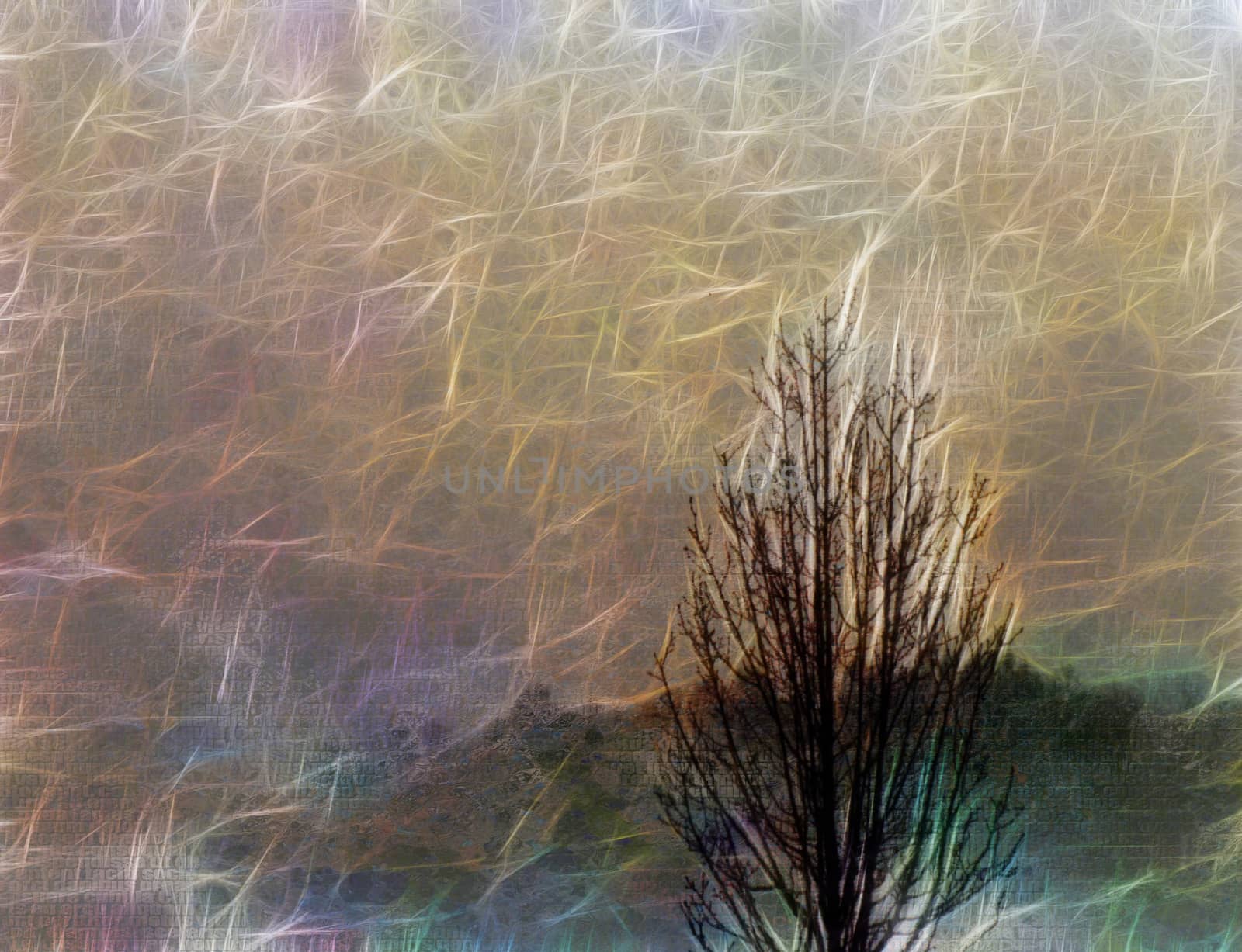 Impressionist autumn scene. Art composition