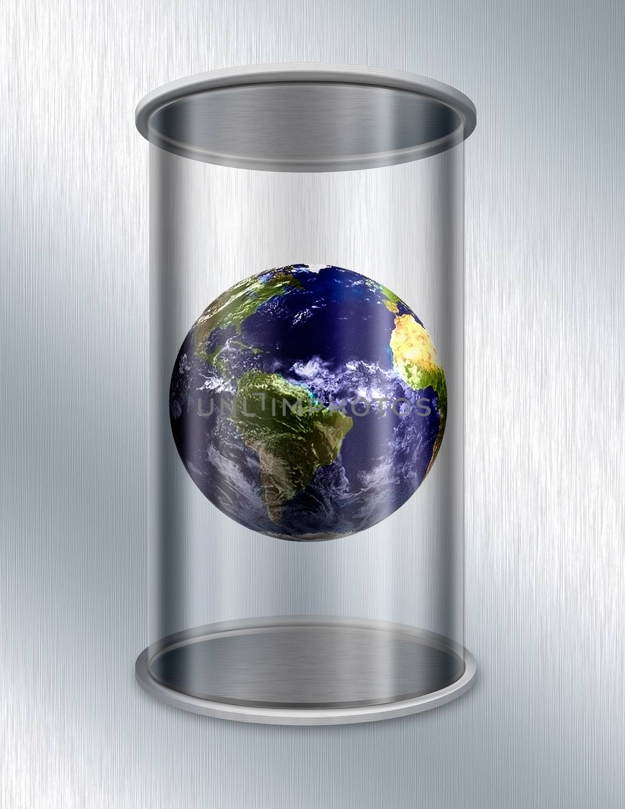 Planet Earth in glass container