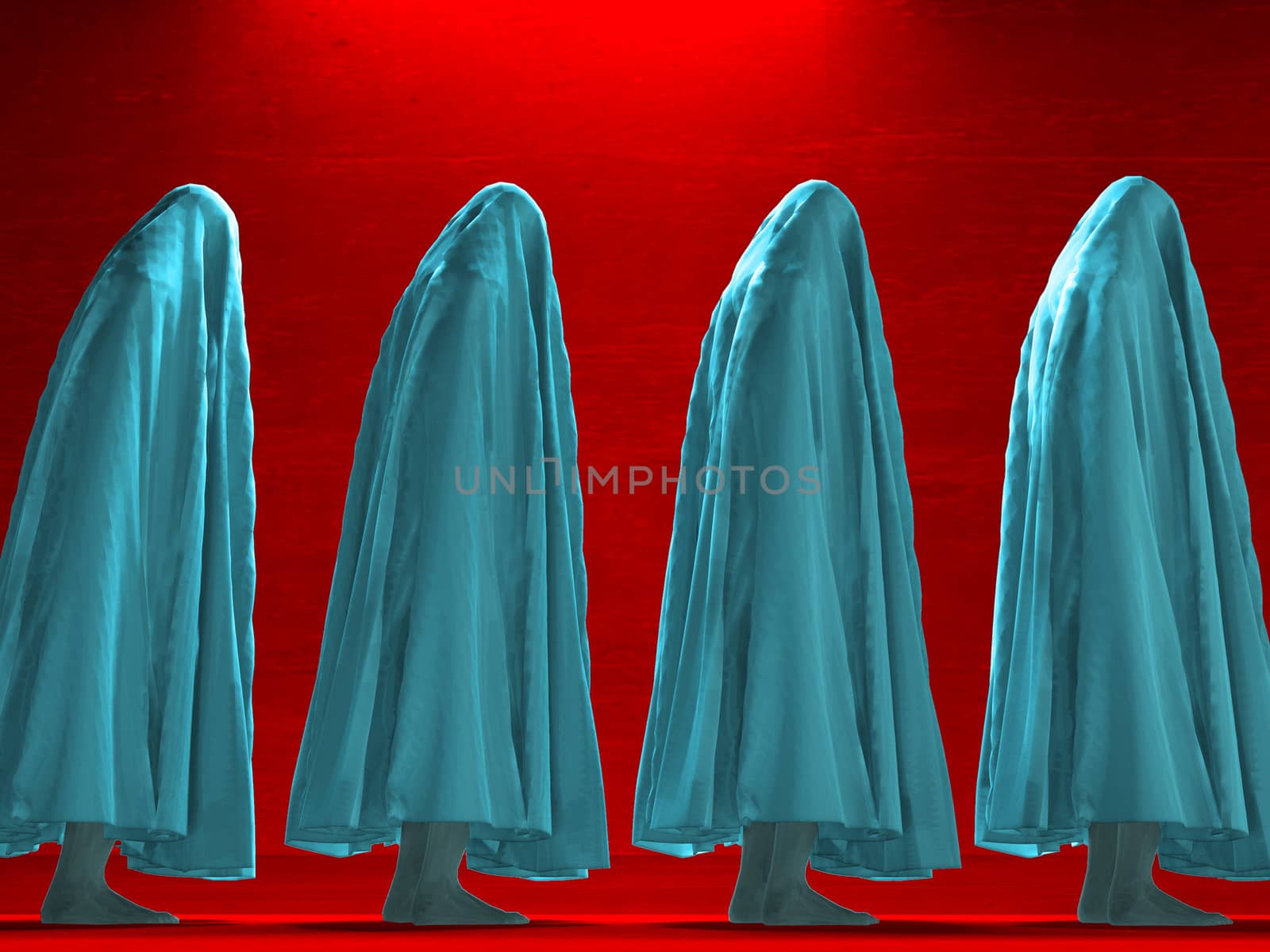 Human figures under cloth