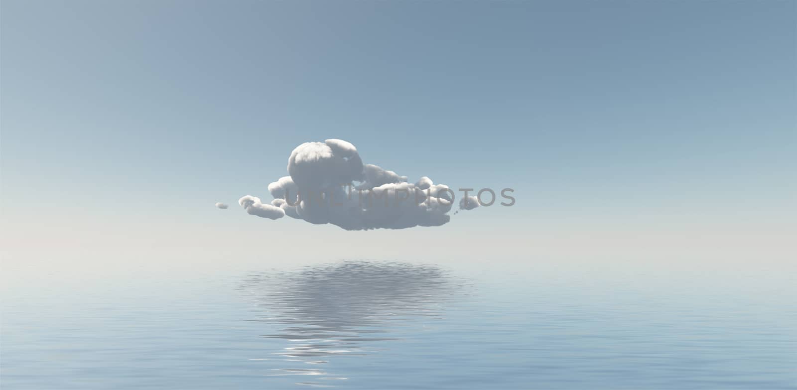 Single Cloud Flaots Above Still Water
