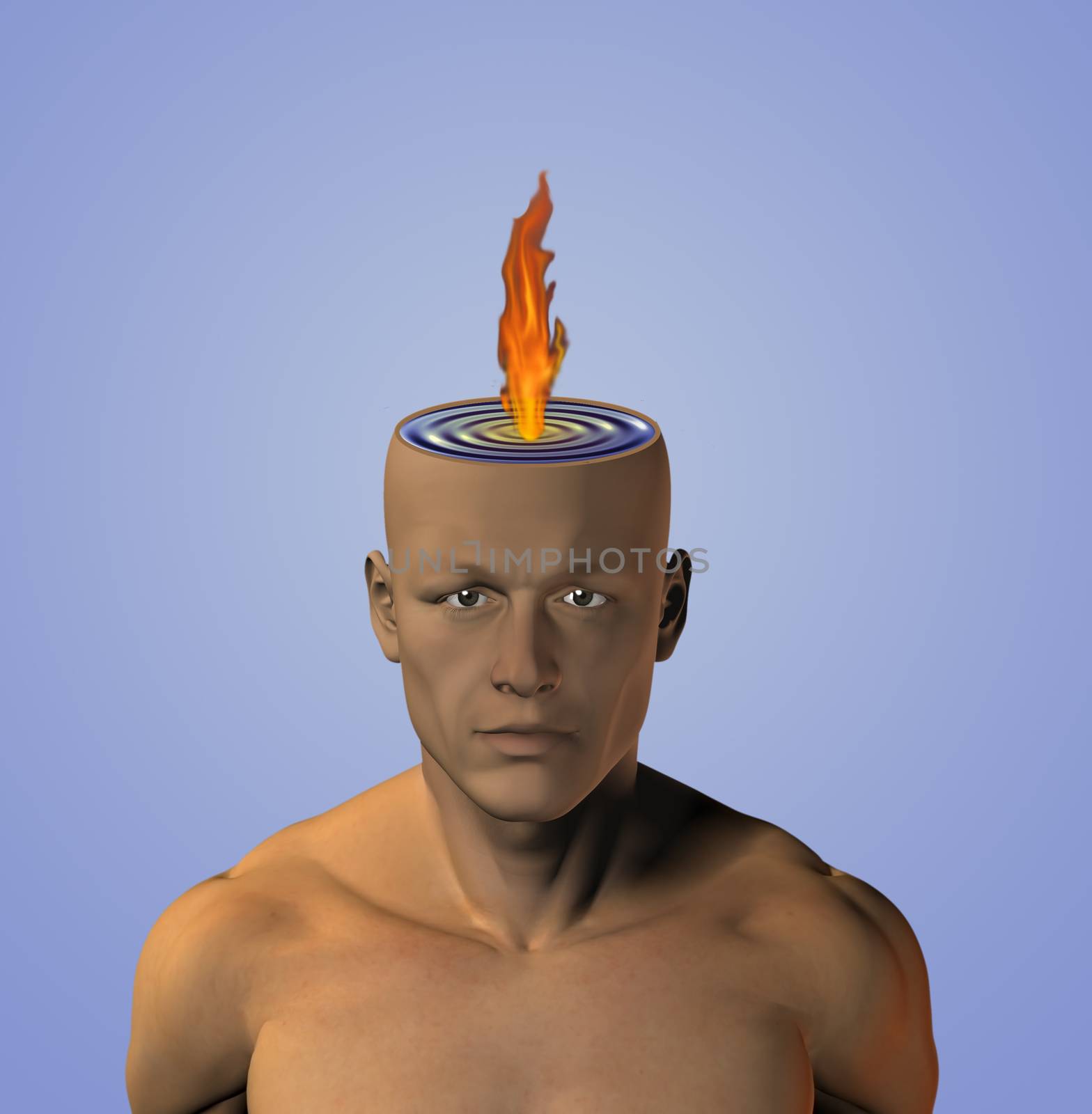 Burning flame in man head