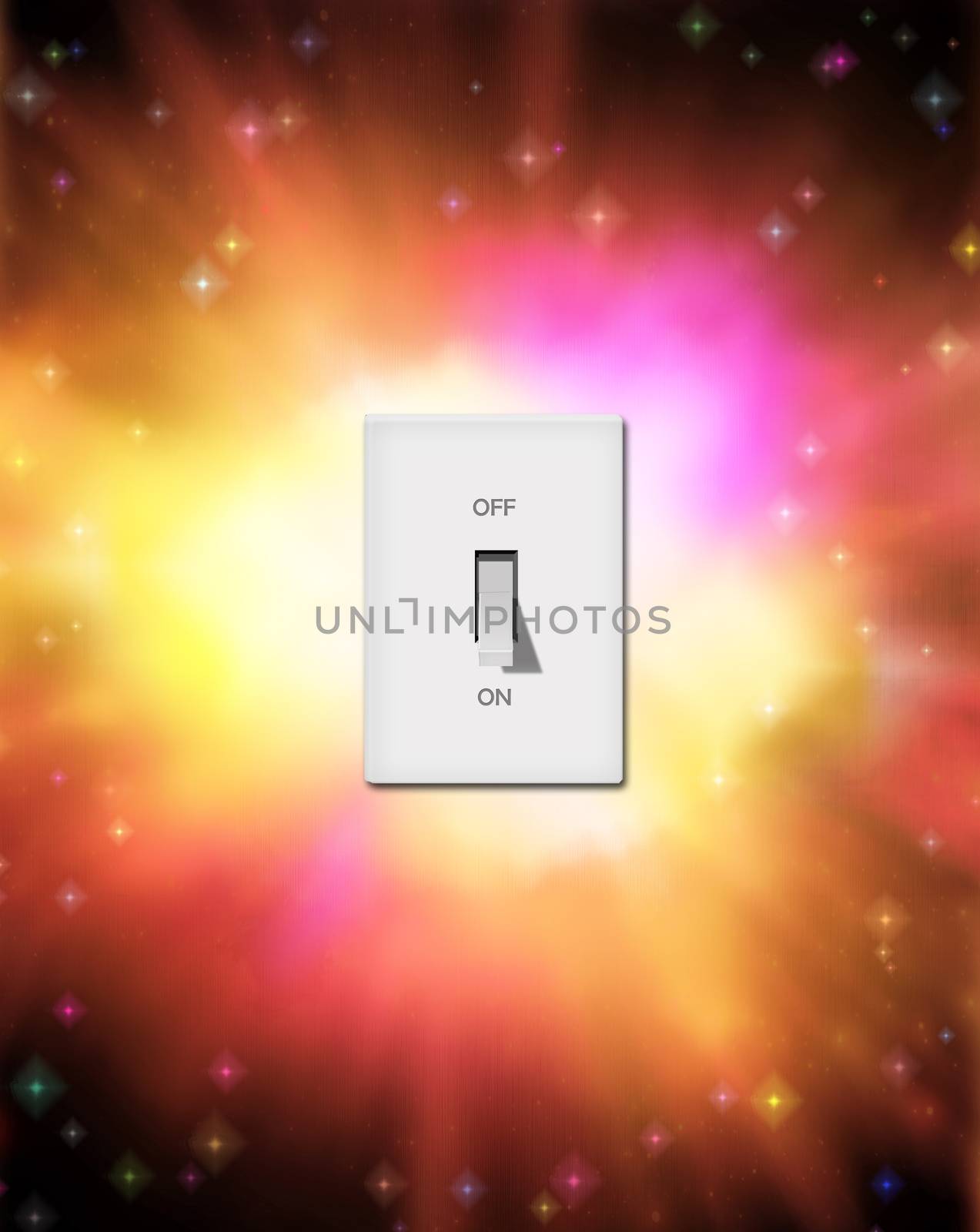 Switch in colorful vivid burst