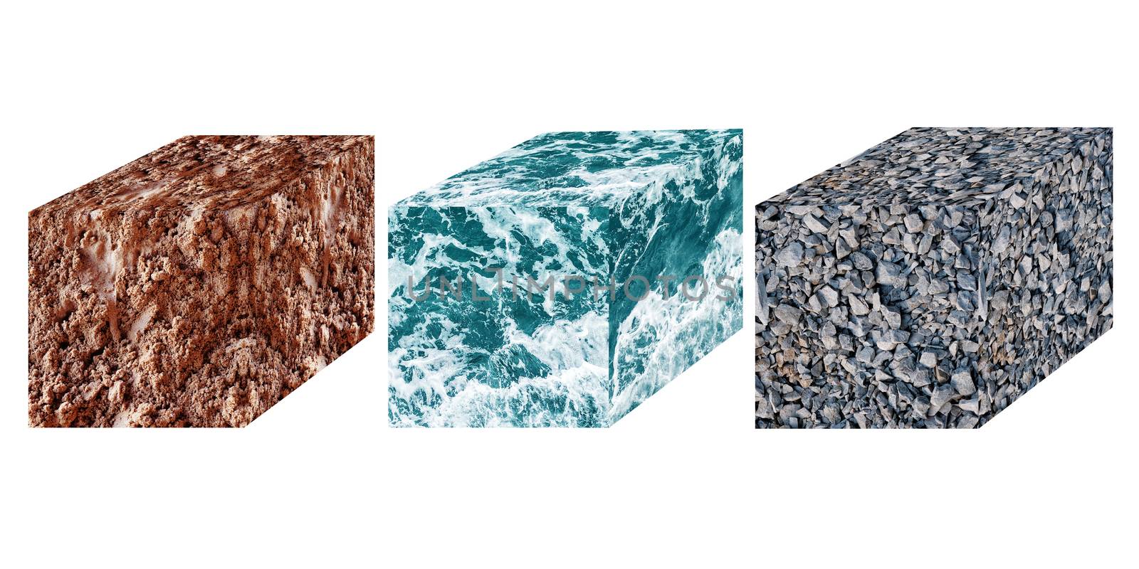elements of nature : earth, water,rock detail and close up