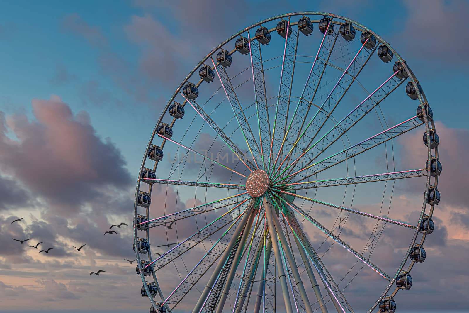 Great Wheel on Blue Sunset Sky by dbvirago