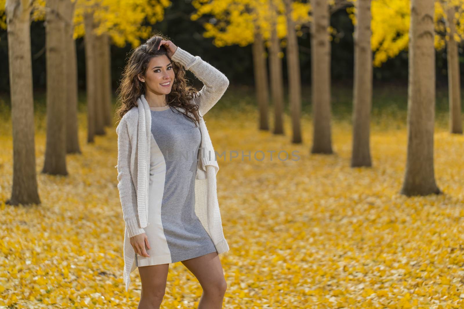 Brunette Model In Fall Foliage by actionsports