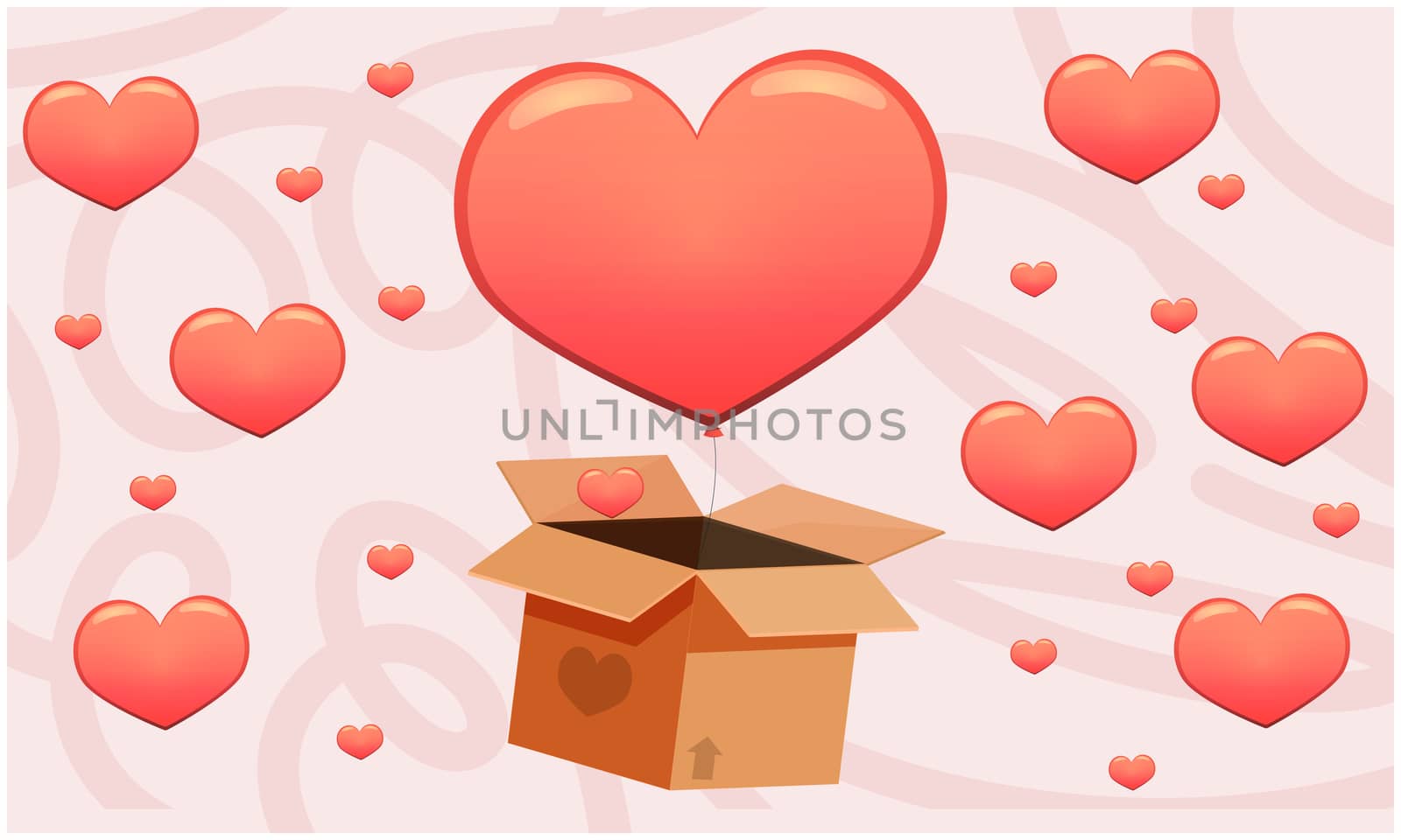 heart are coming out of the boxes on abstract background by aanavcreationsplus