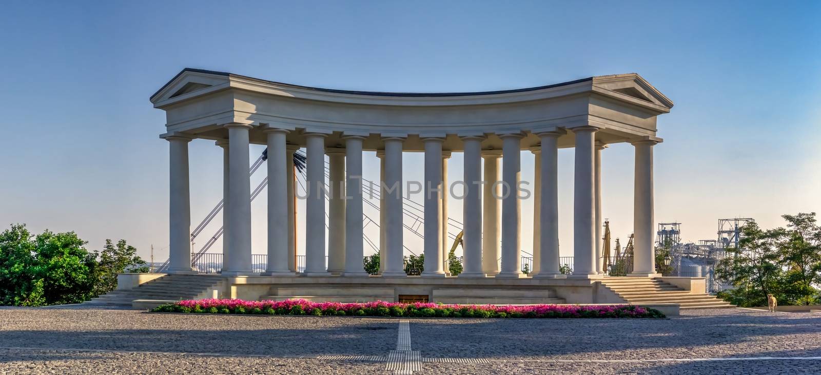 Odessa, Ukraine 06.30.2020. Vorontsov Colonnade in the historical center of Odessa, Ukraine, on a sunny summer morning