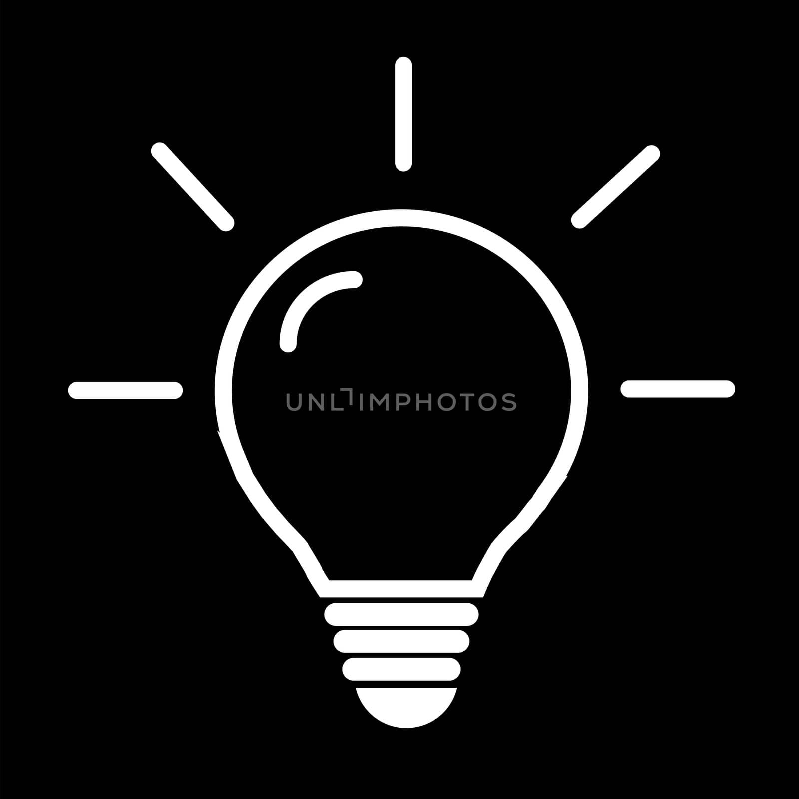 Stylish concept of successful idea inspired by bulb shape, Bright lightbulb icon symbol on black background. idea symbol. flat style. light icon for your web site design, logo, app, UI.